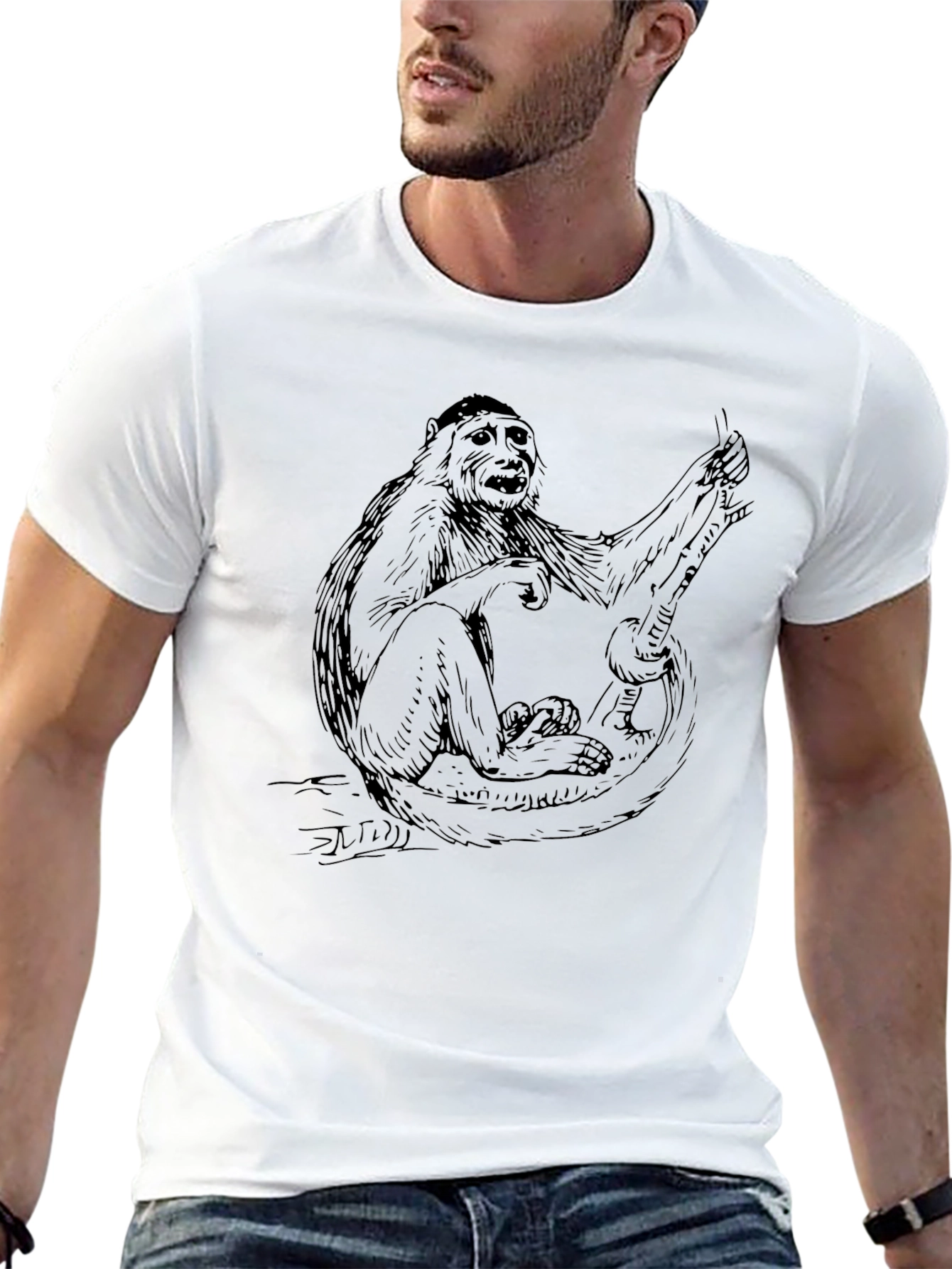 Monkey Graphic Black T-Shirt - Cool Animal Tee