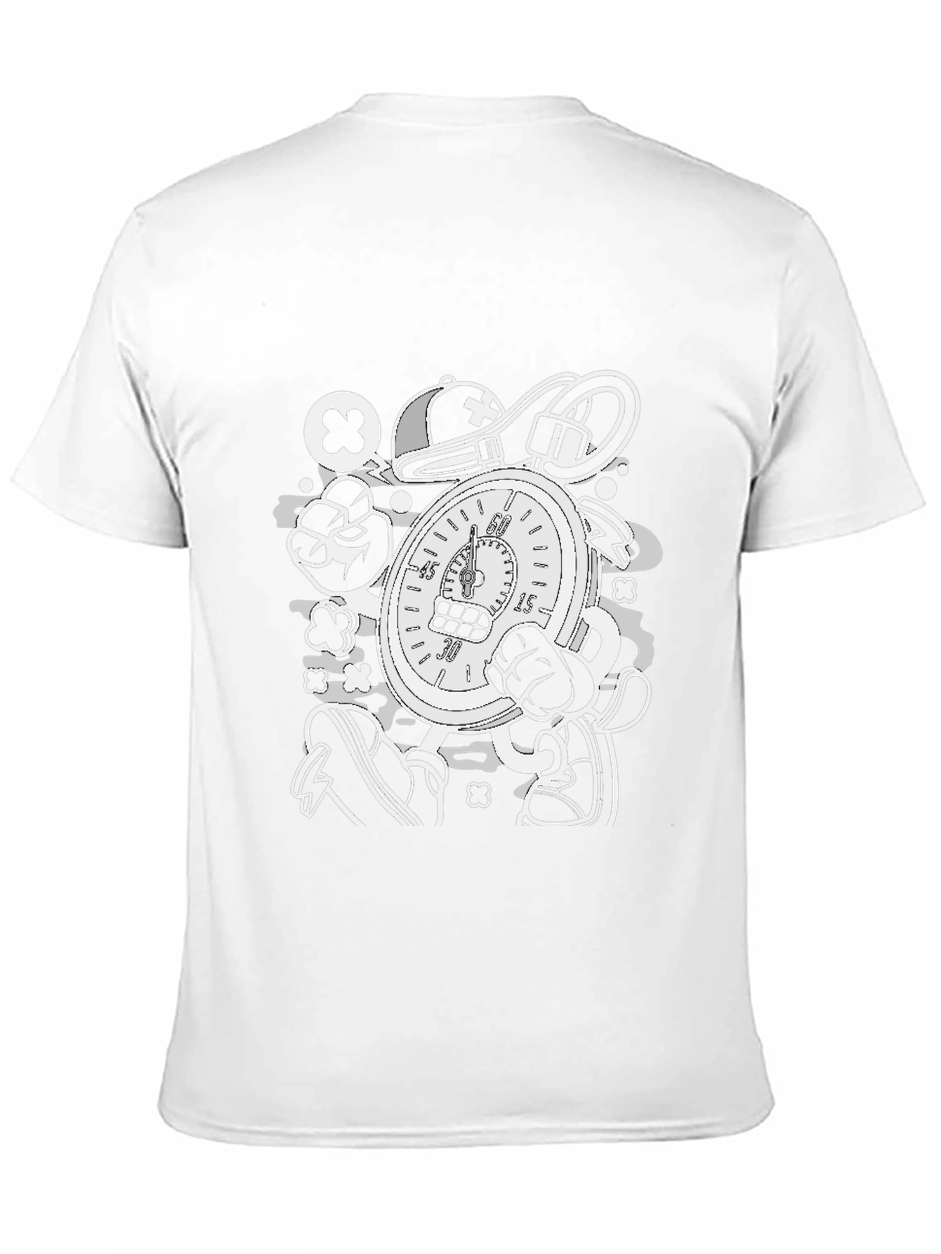 Cartoon Stopwatch Graphic Tee - Black