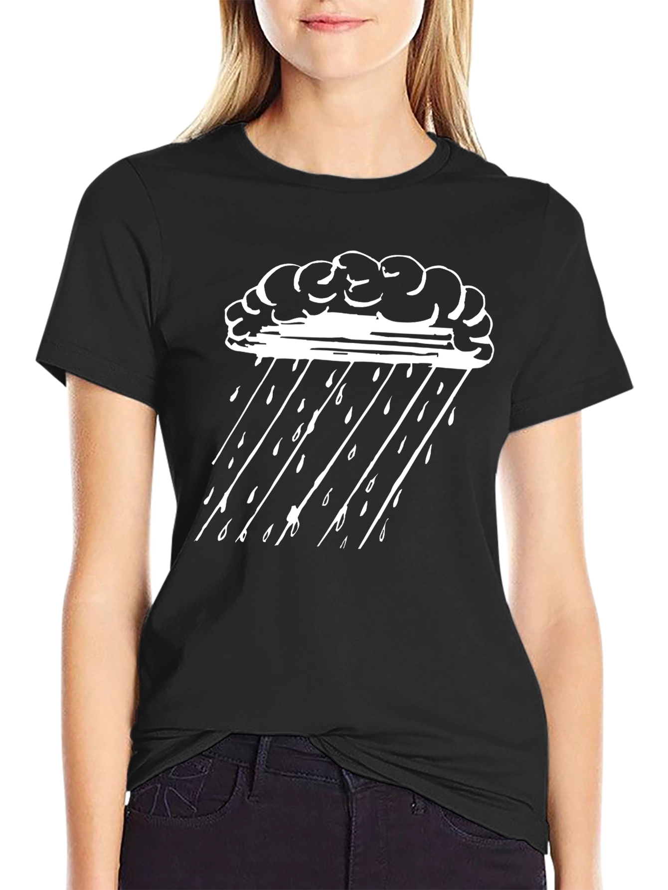 Rain Cloud Graphic Tee - Black Cotton Comfort