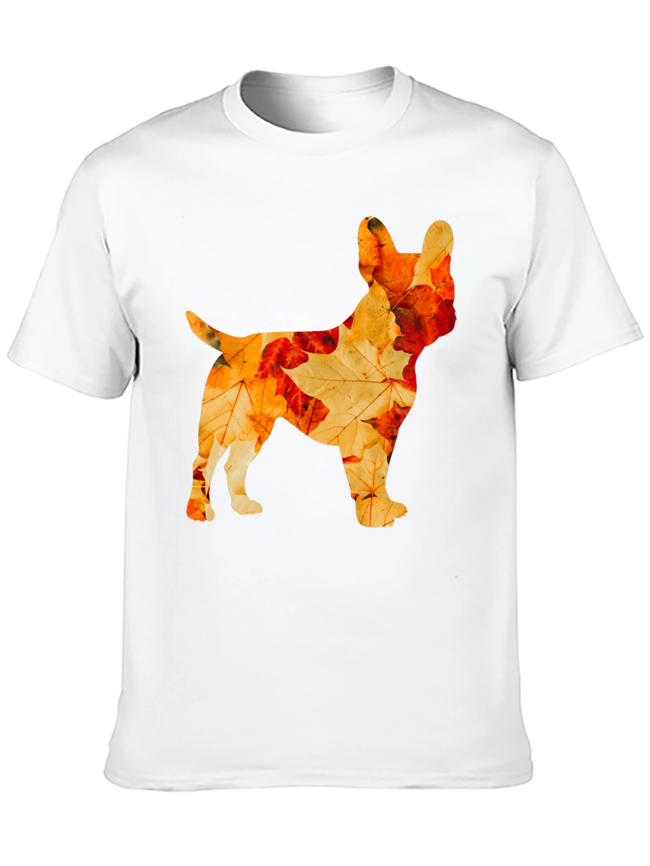 Autumn Leaves French Bulldog Black T-Shirt