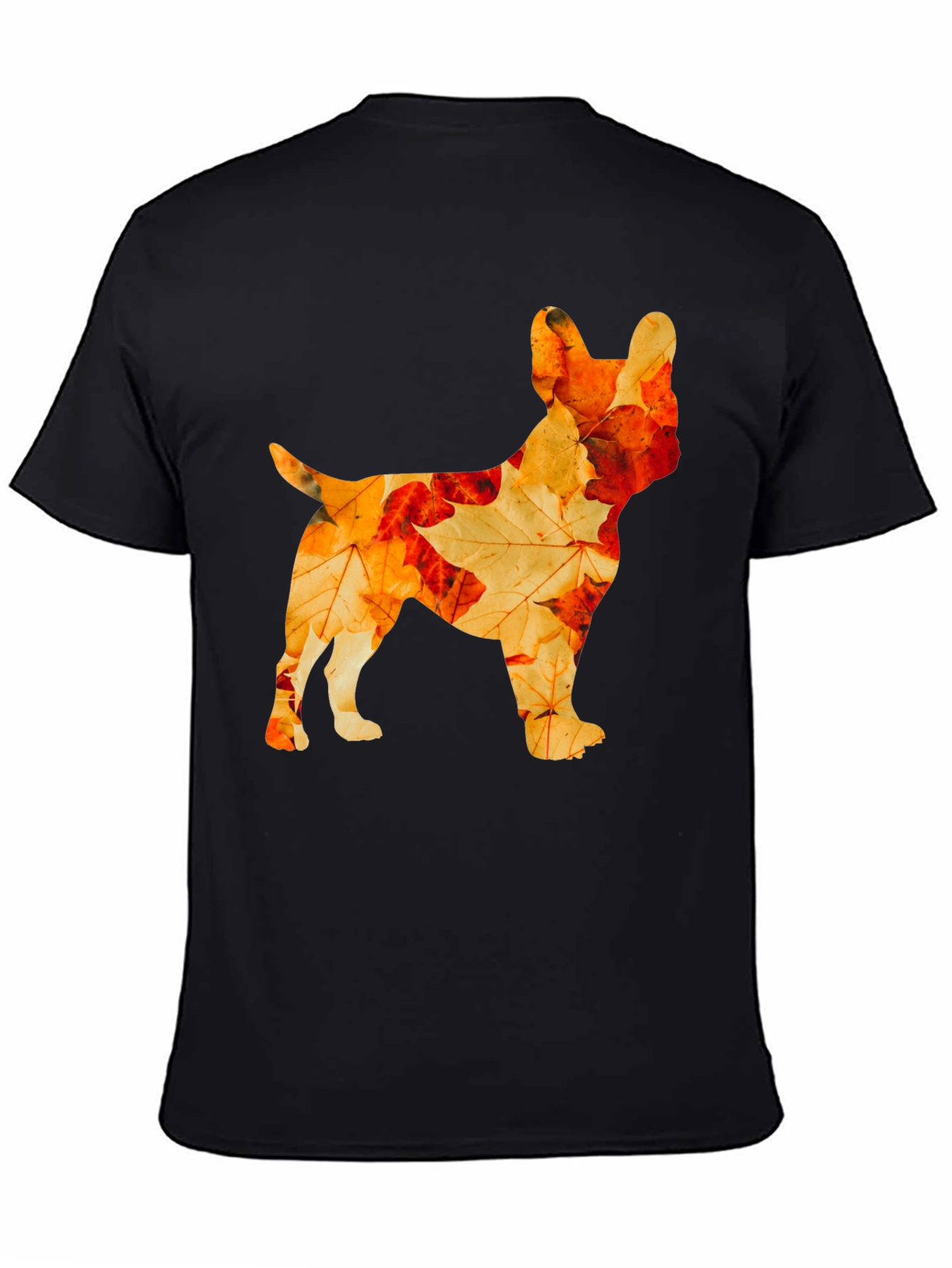 Autumn Leaves French Bulldog Black T-Shirt