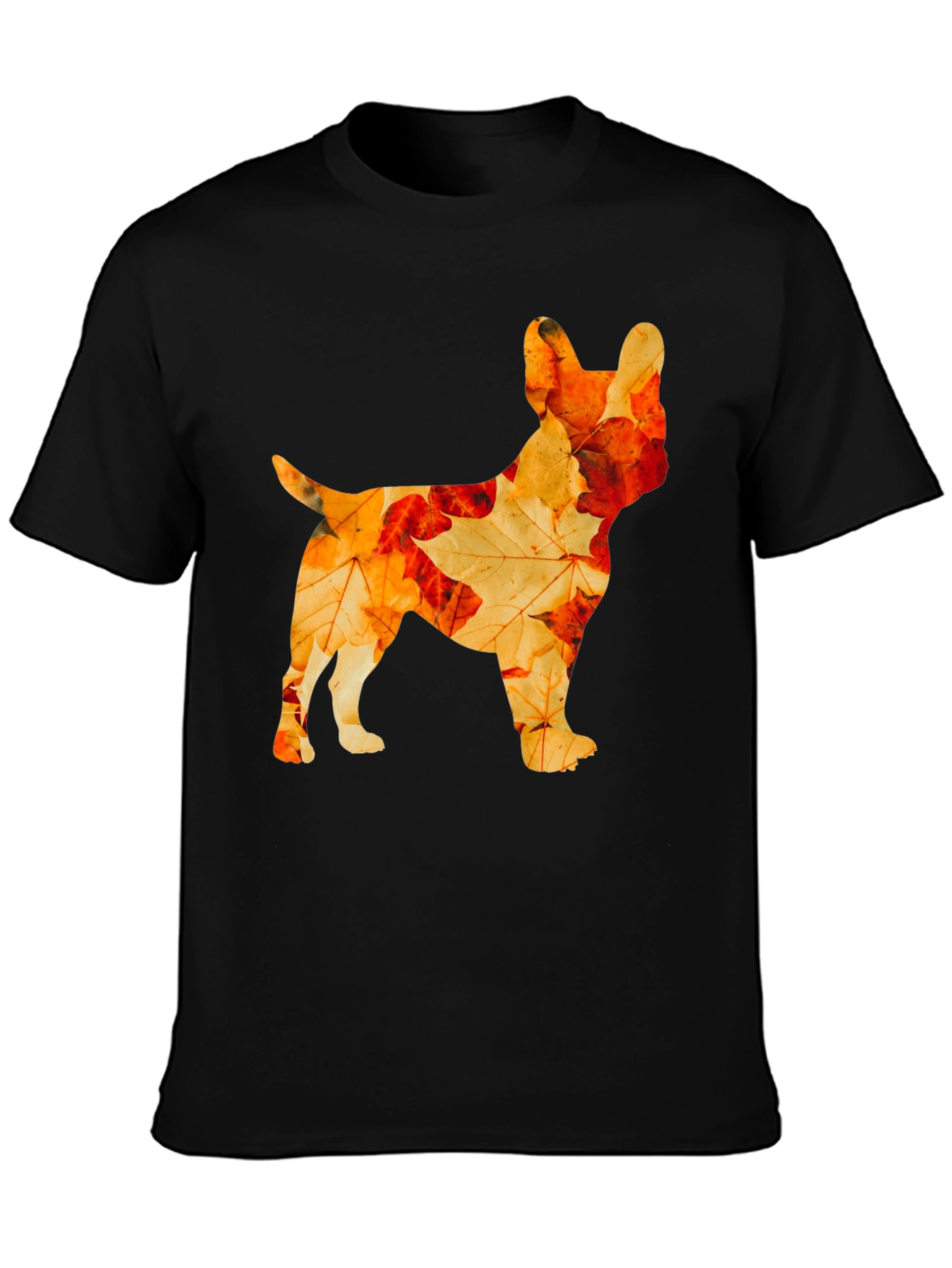 Autumn Leaves French Bulldog Black T-Shirt