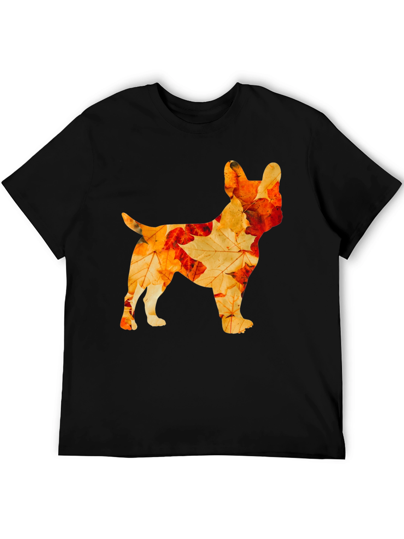 Autumn Leaves French Bulldog Black T-Shirt