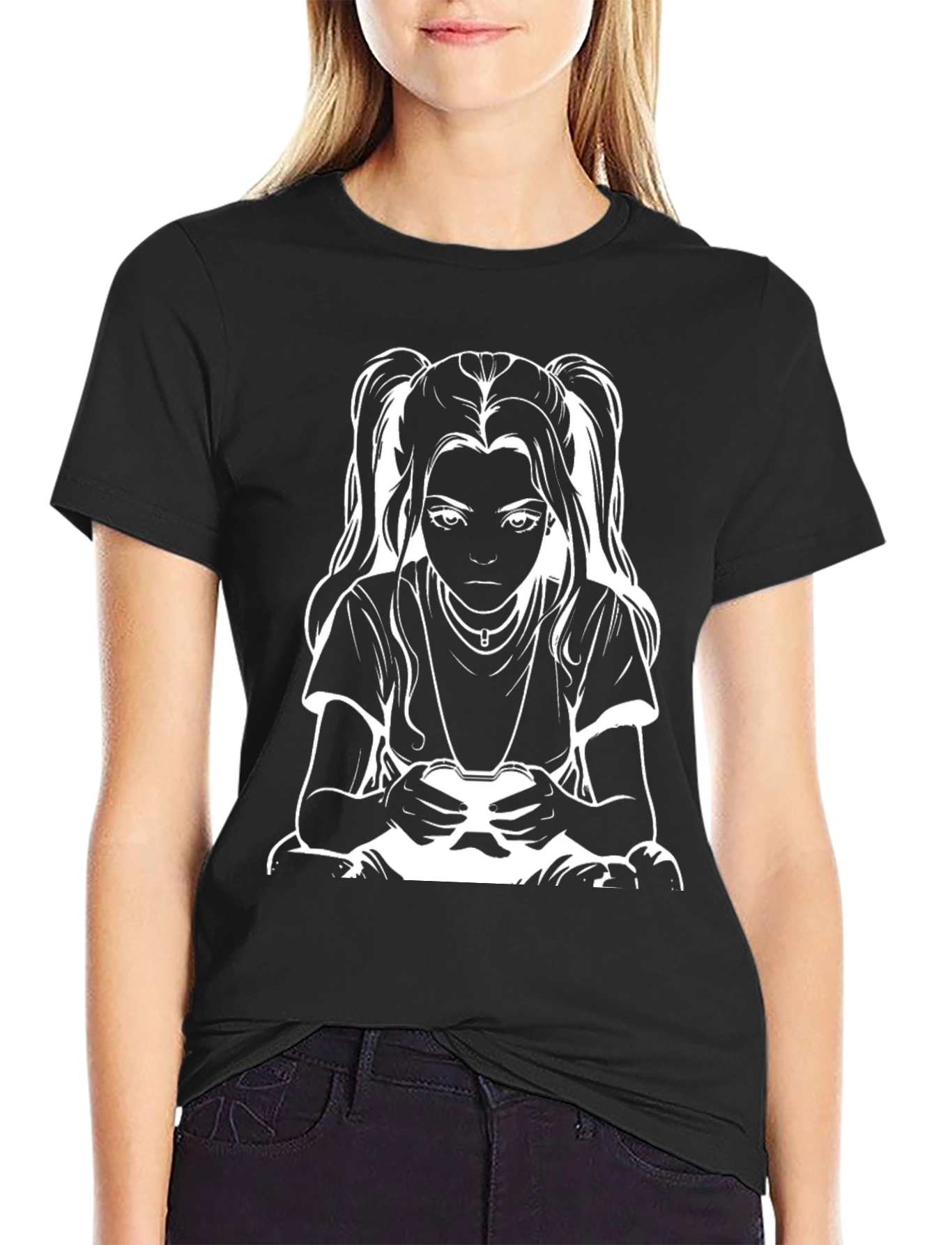 Gamer Girl Graphic T-Shirt - Cool Black Tee