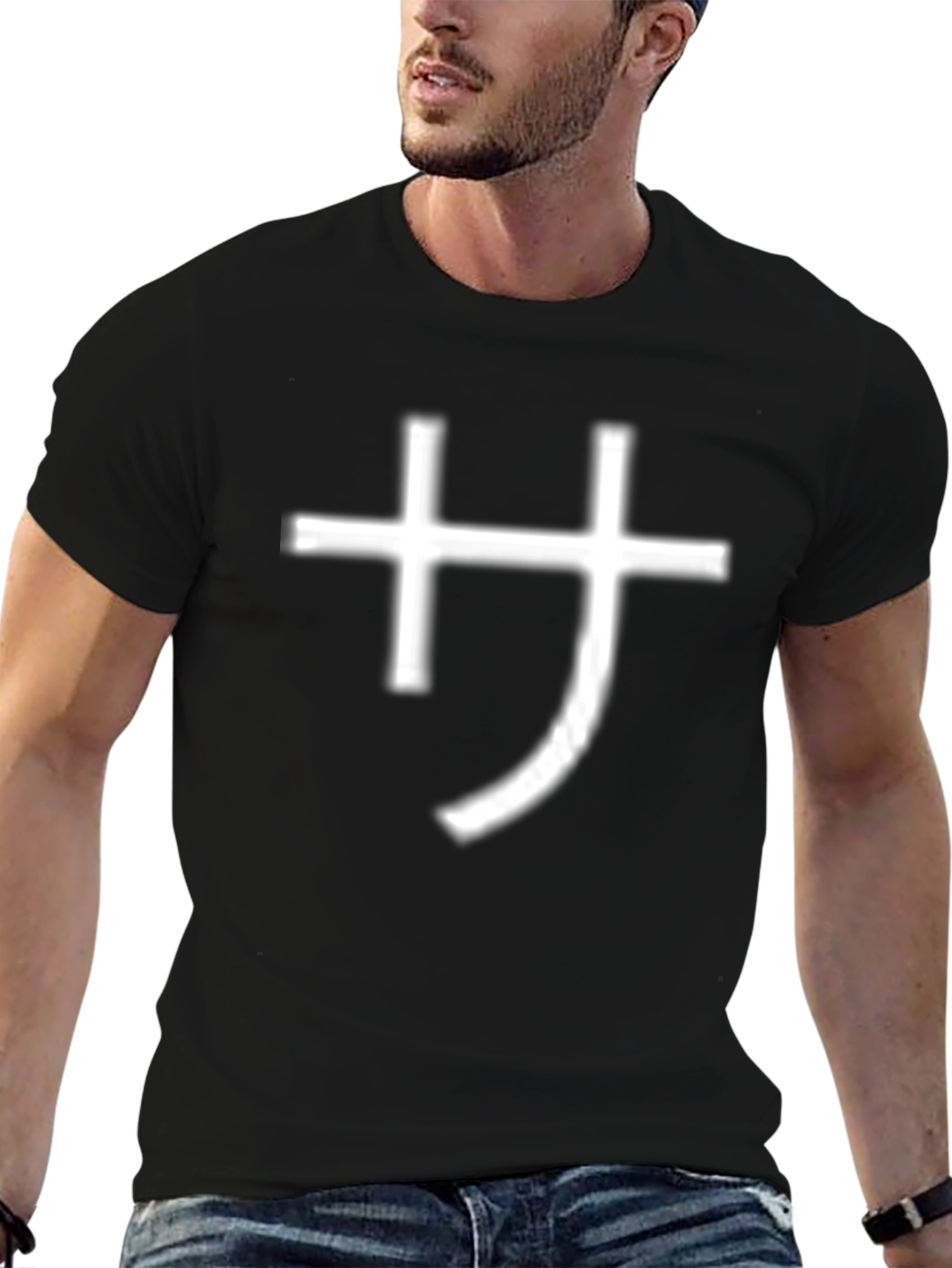 Modern Black T-Shirt with Japanese Character Print