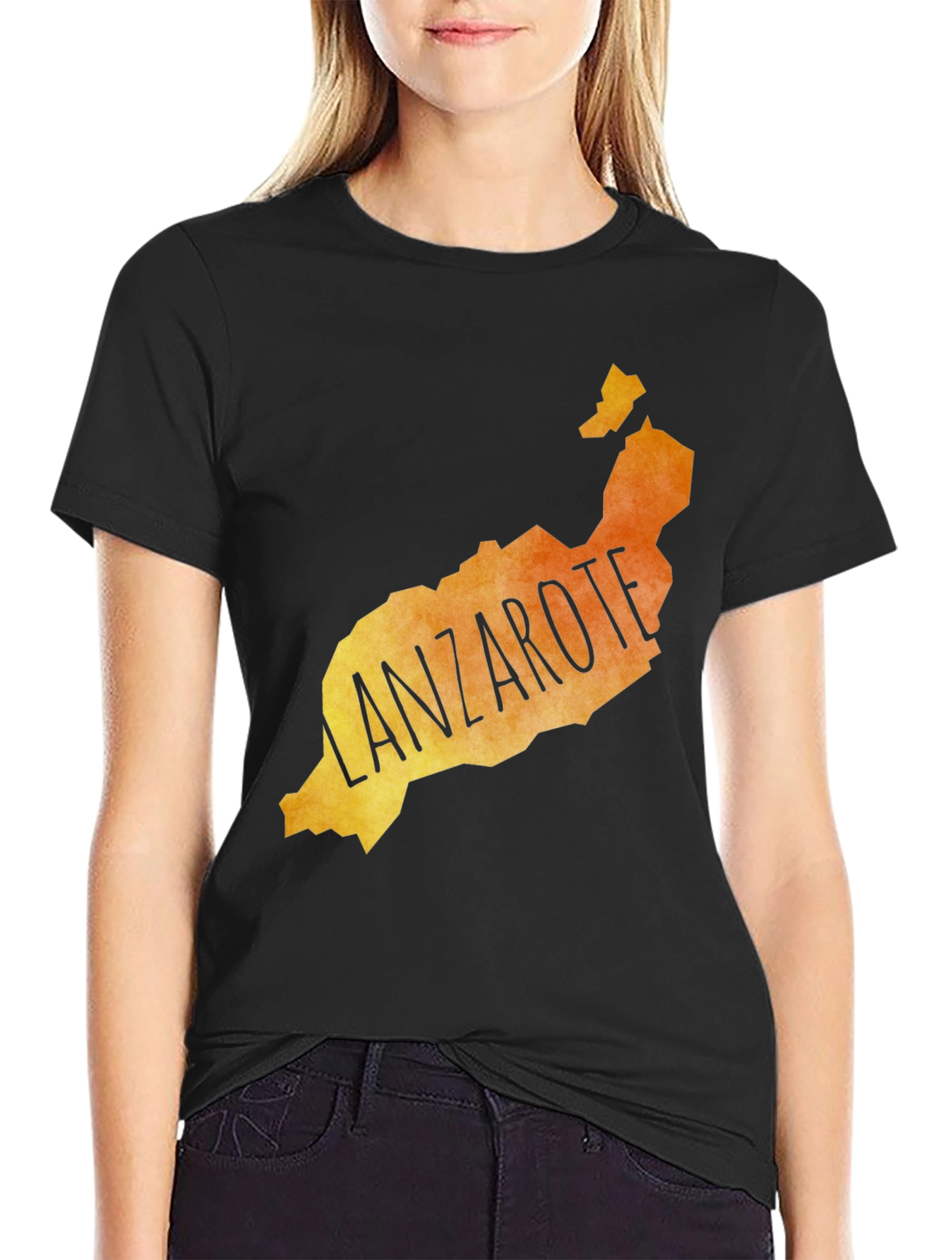 Lanzarote Map Graphic Tee - Island Souvenir T-Shirt