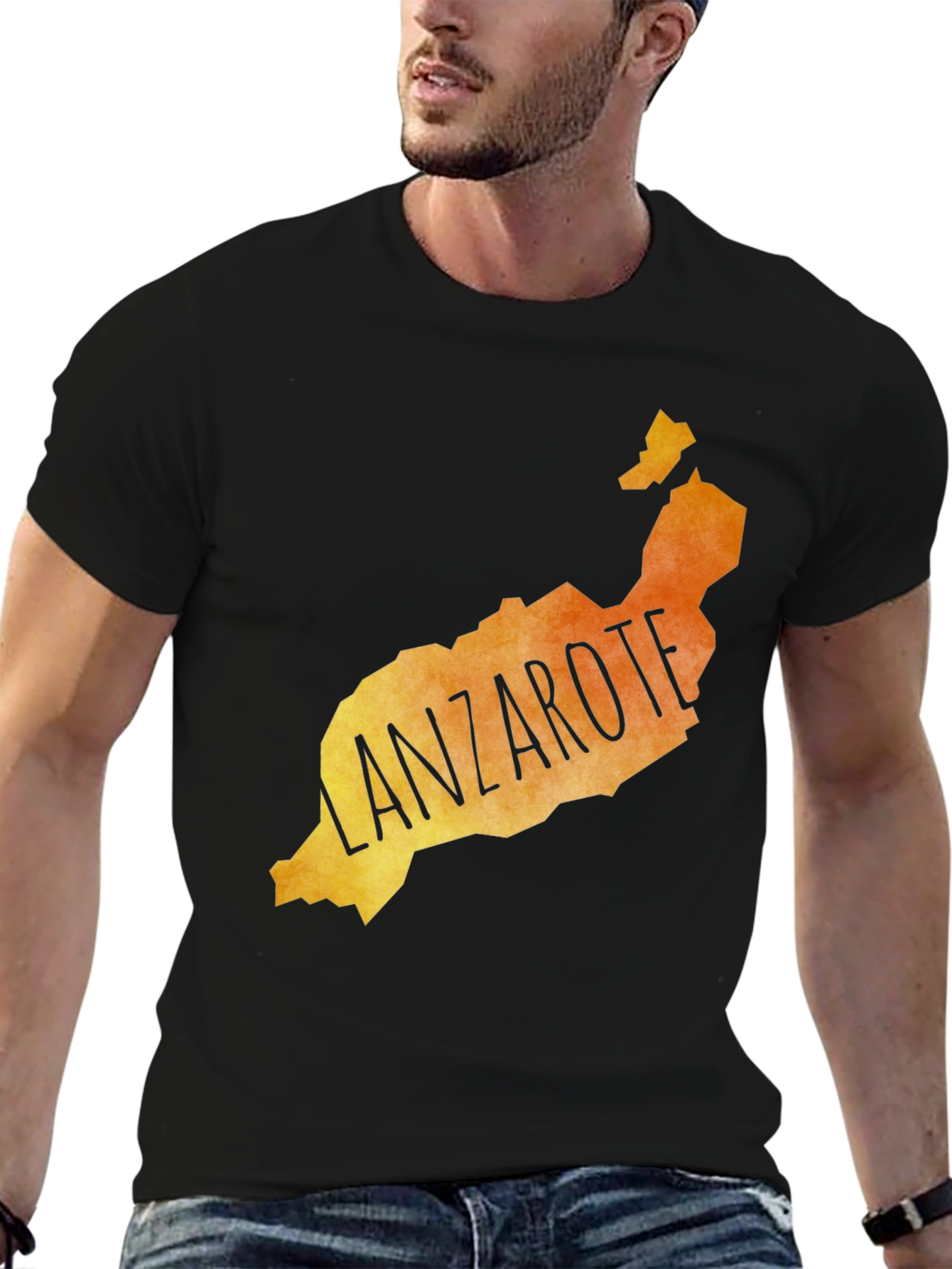 Lanzarote Map Graphic Tee - Island Souvenir T-Shirt