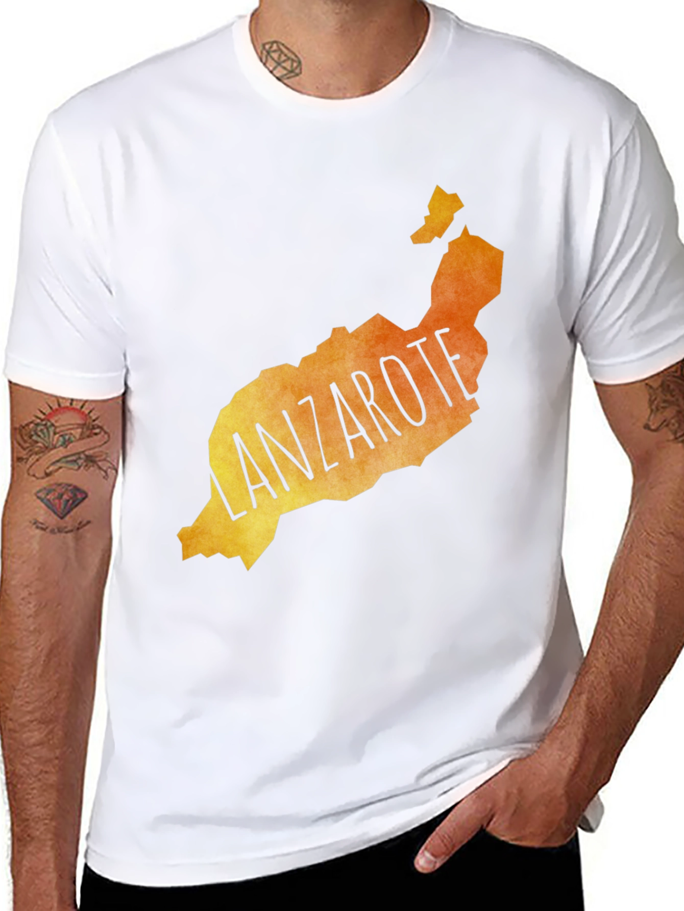 Lanzarote Map Graphic Tee - Island Souvenir T-Shirt