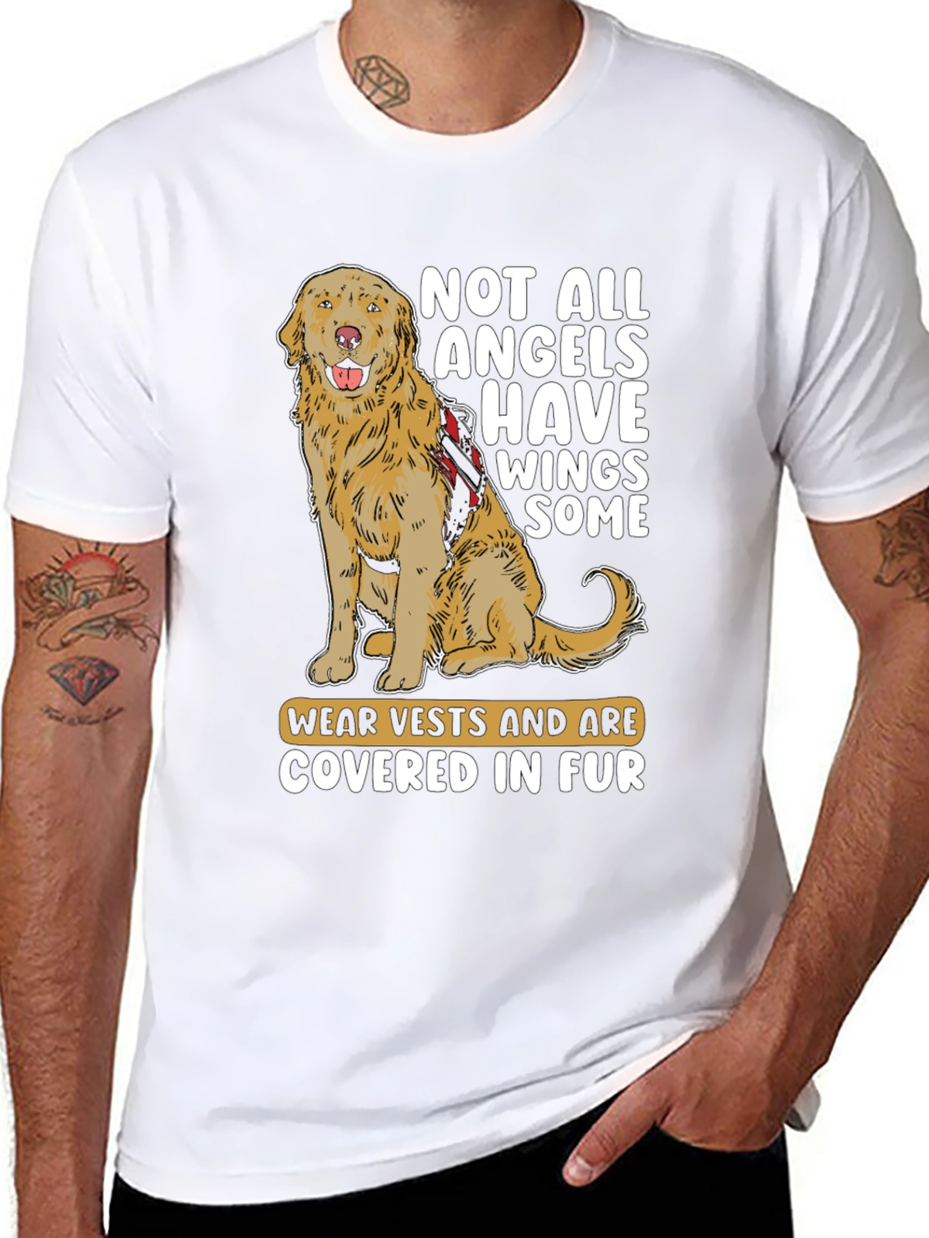 Dog Angel T-Shirt: Furry Friends with Vests