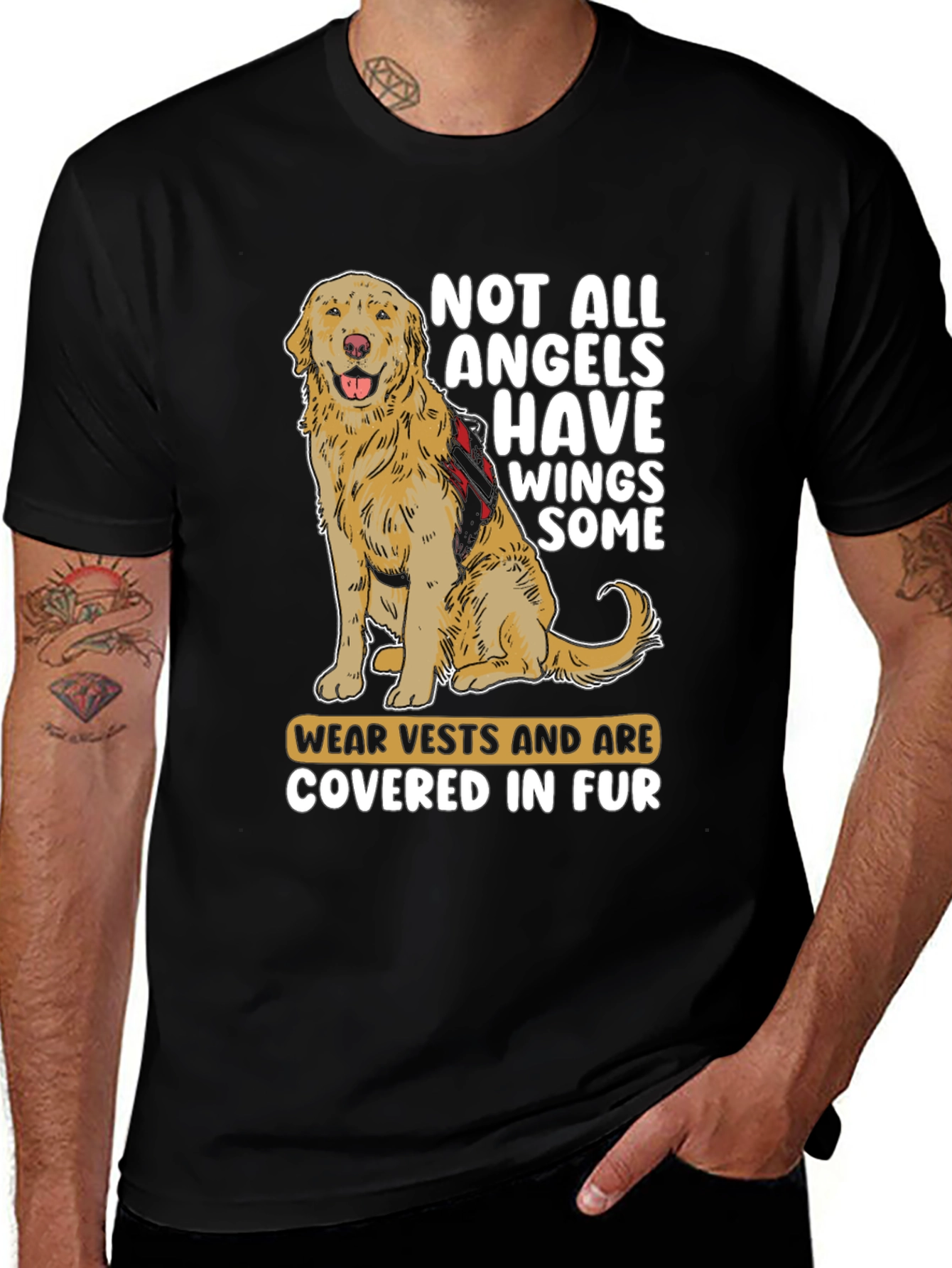 Dog Angel T-Shirt: Furry Friends with Vests
