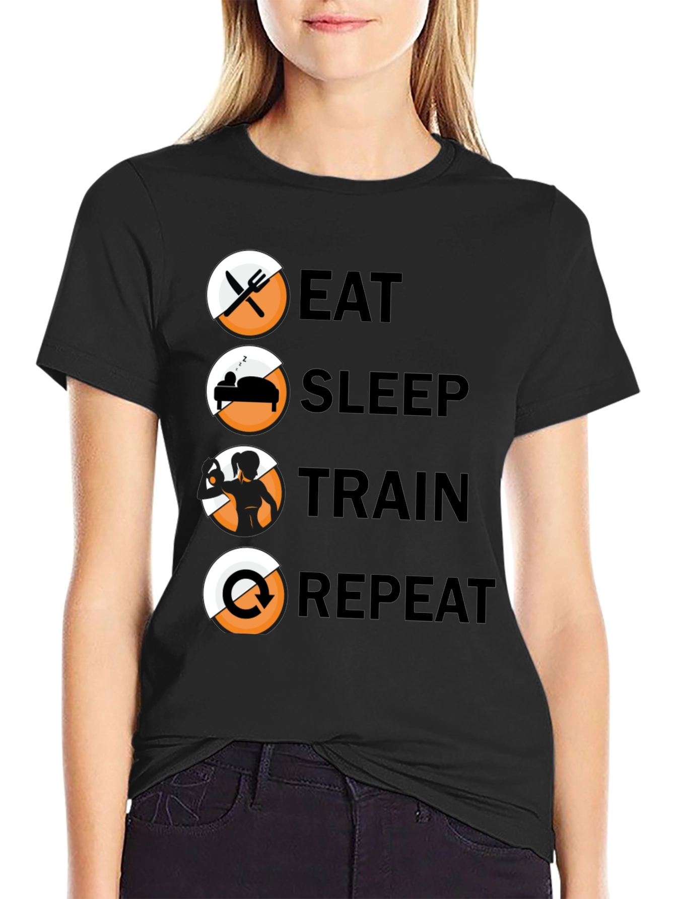 Eat Sleep Train Repeat T-Shirt - Fitness Lifestyle Tee