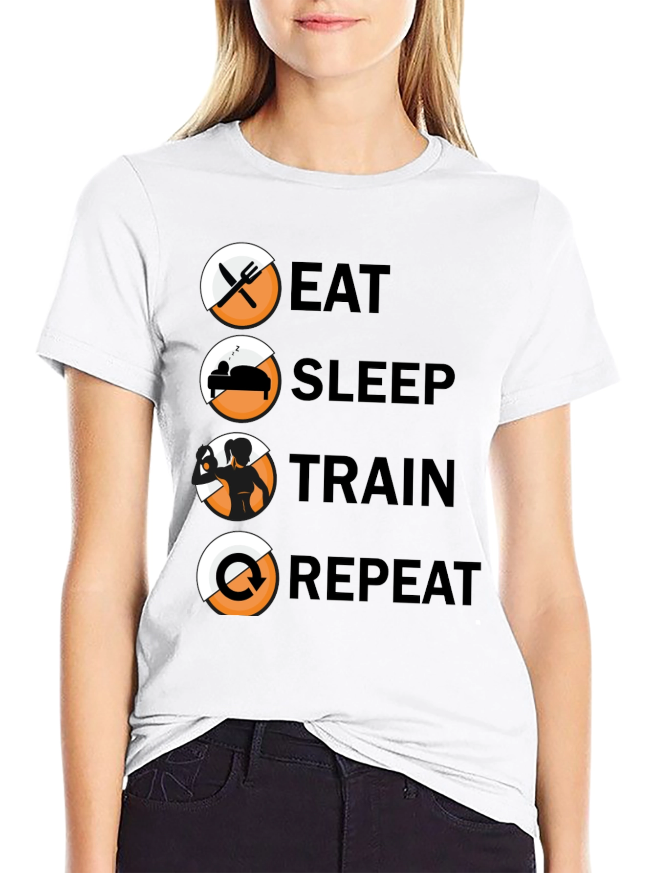 Eat Sleep Train Repeat T-Shirt - Fitness Lifestyle Tee