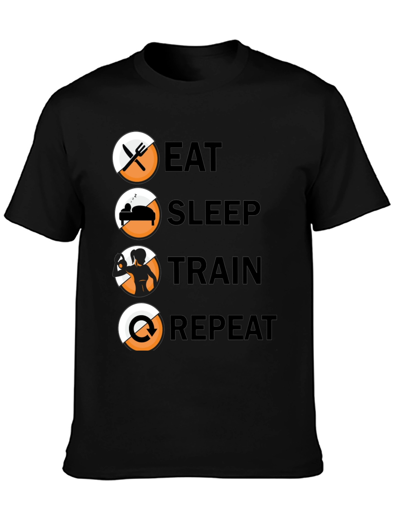 Eat Sleep Train Repeat T-Shirt - Fitness Lifestyle Tee