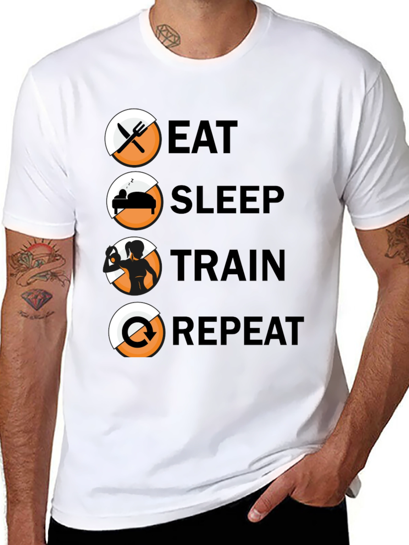 Eat Sleep Train Repeat T-Shirt - Fitness Lifestyle Tee