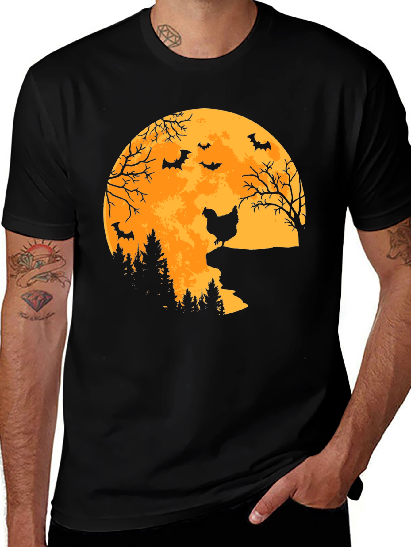 Halloween Chicken Moon T-Shirt