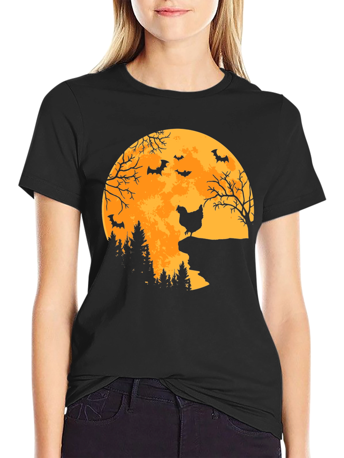 Halloween Chicken Moon T-Shirt