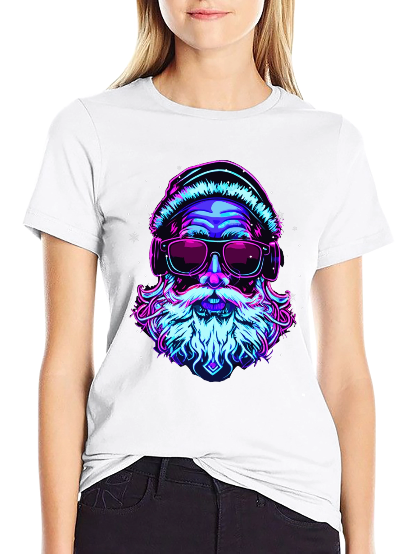 Neon Santa Graphic T-Shirt
