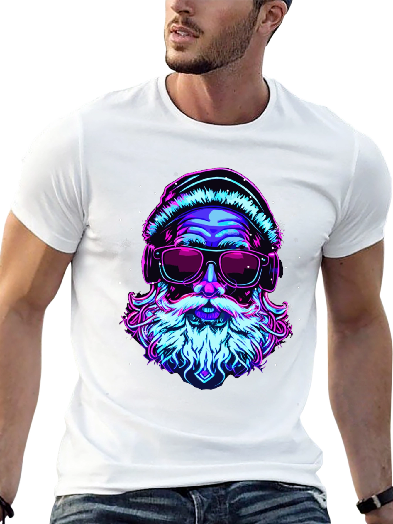Neon Santa Graphic T-Shirt