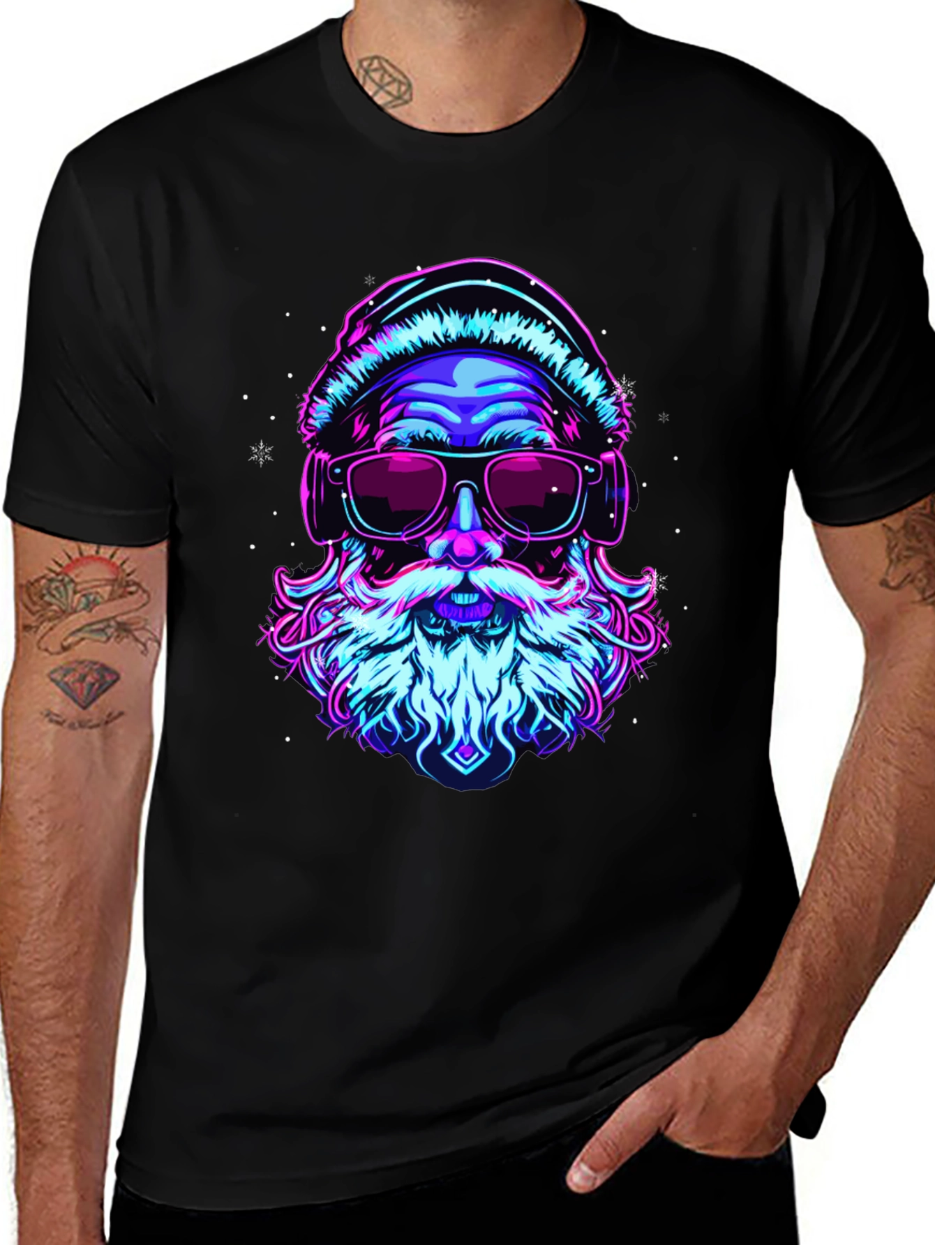 Neon Santa Graphic T-Shirt