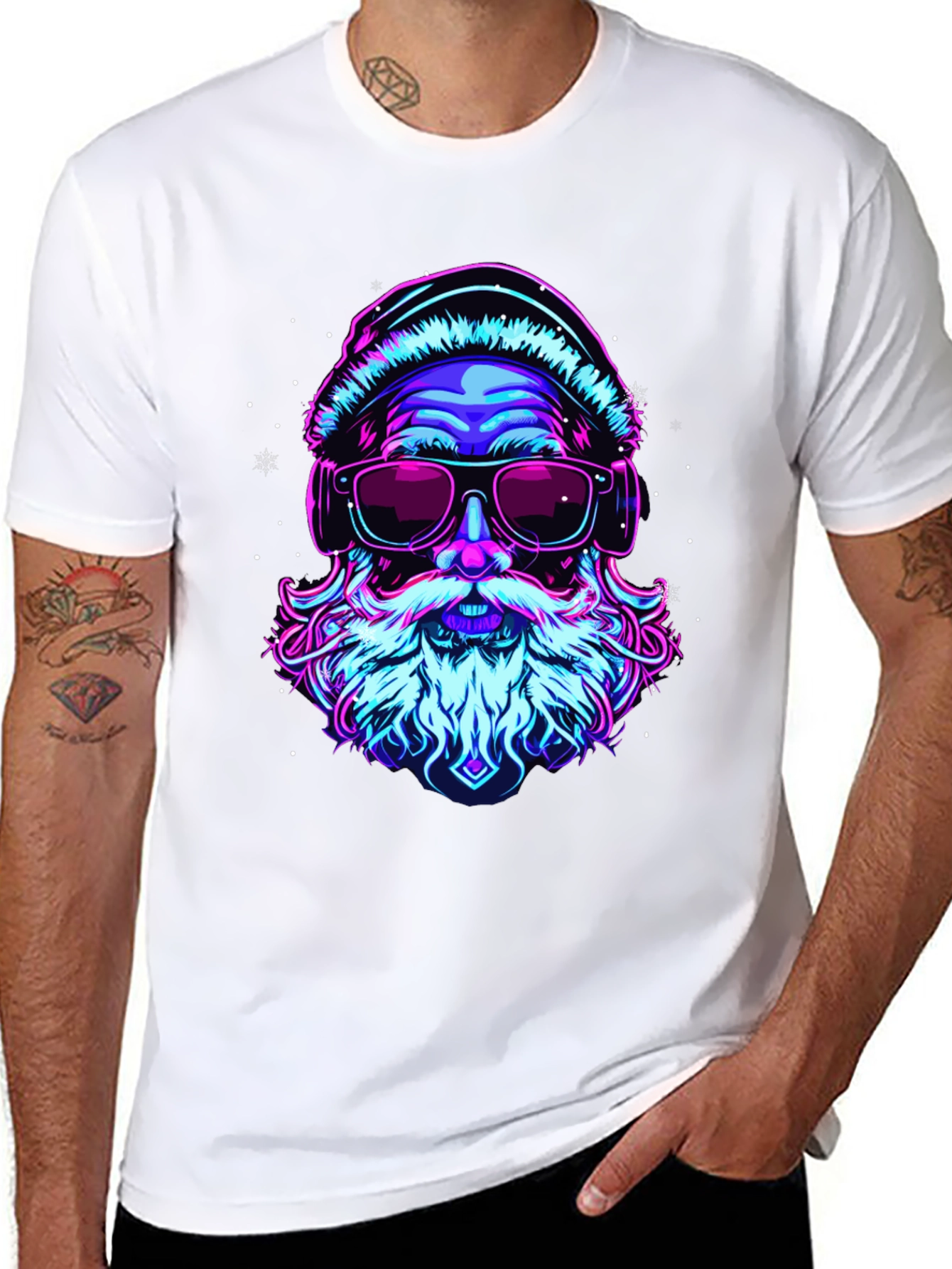 Neon Santa Graphic T-Shirt