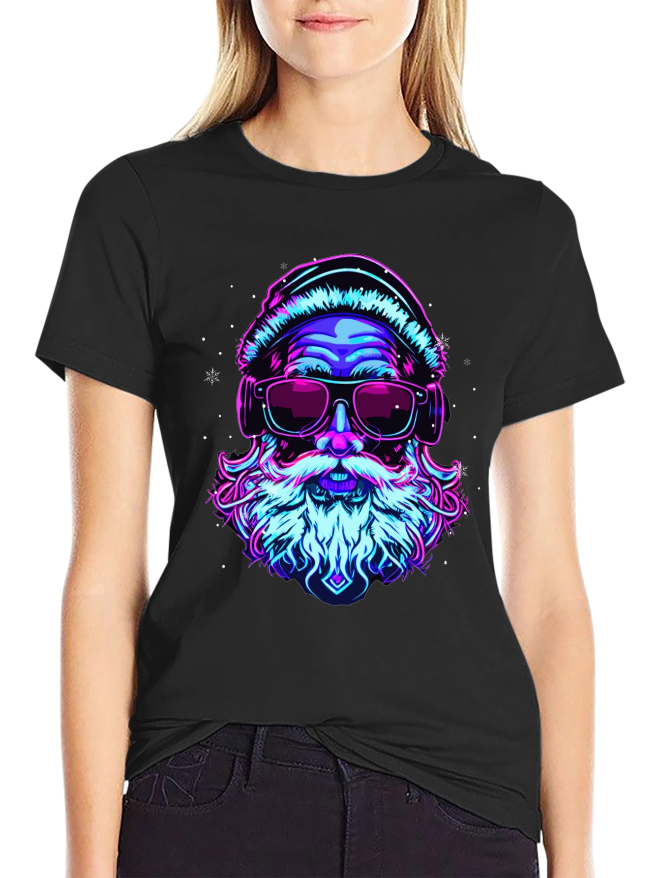 Neon Santa Graphic T-Shirt