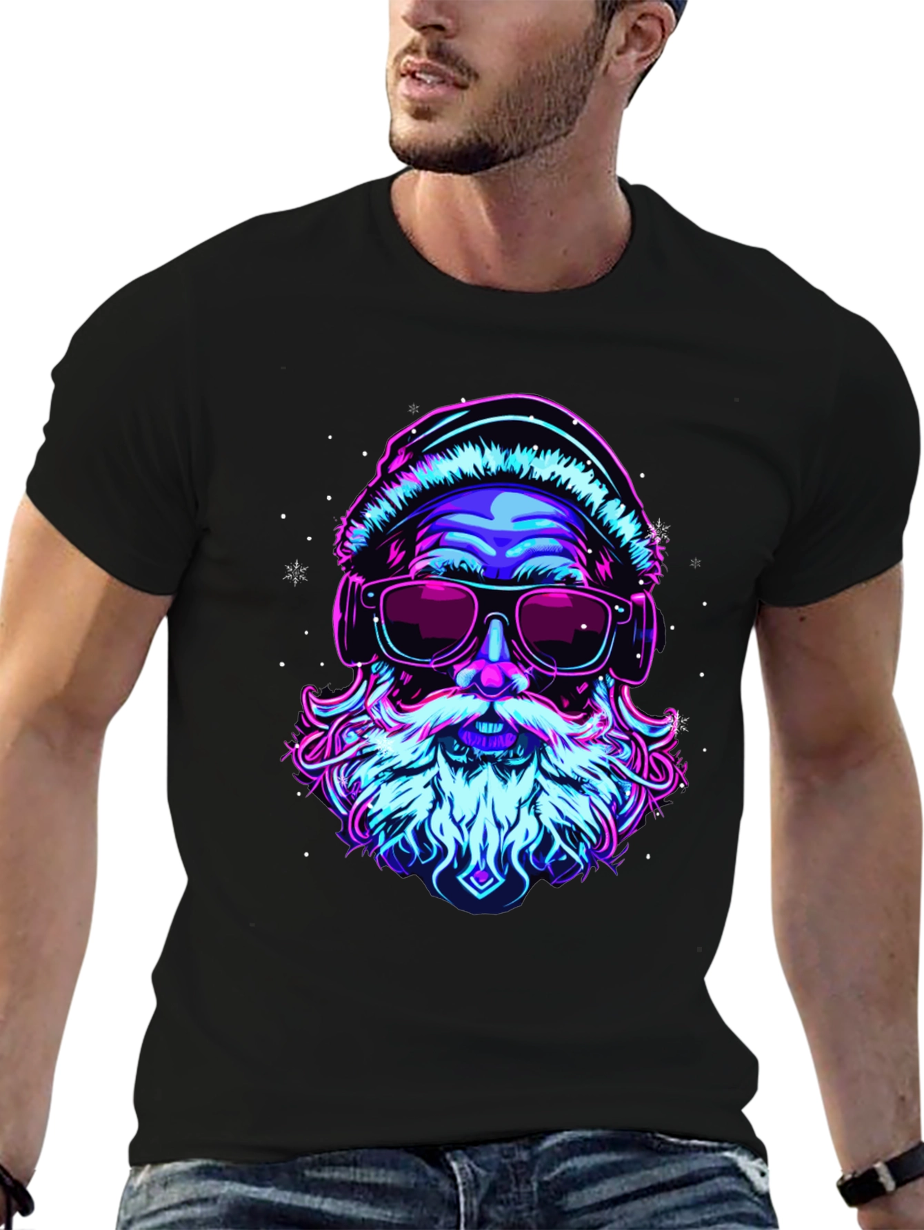 Neon Santa Graphic T-Shirt