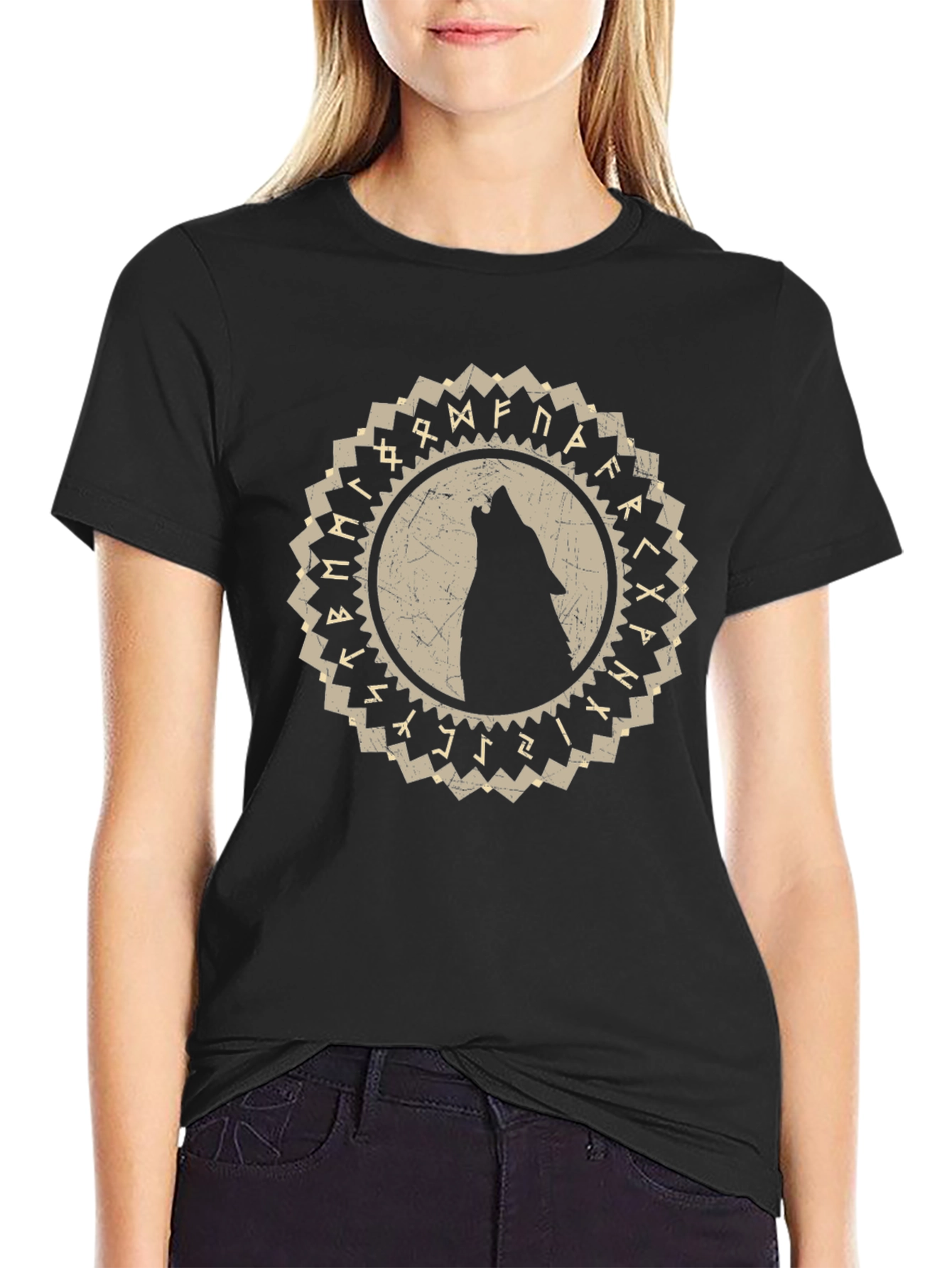 Wolf Rune Circle Graphic Tee