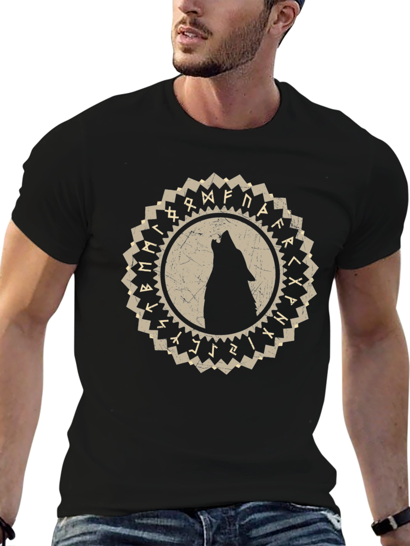 Wolf Rune Circle Graphic Tee