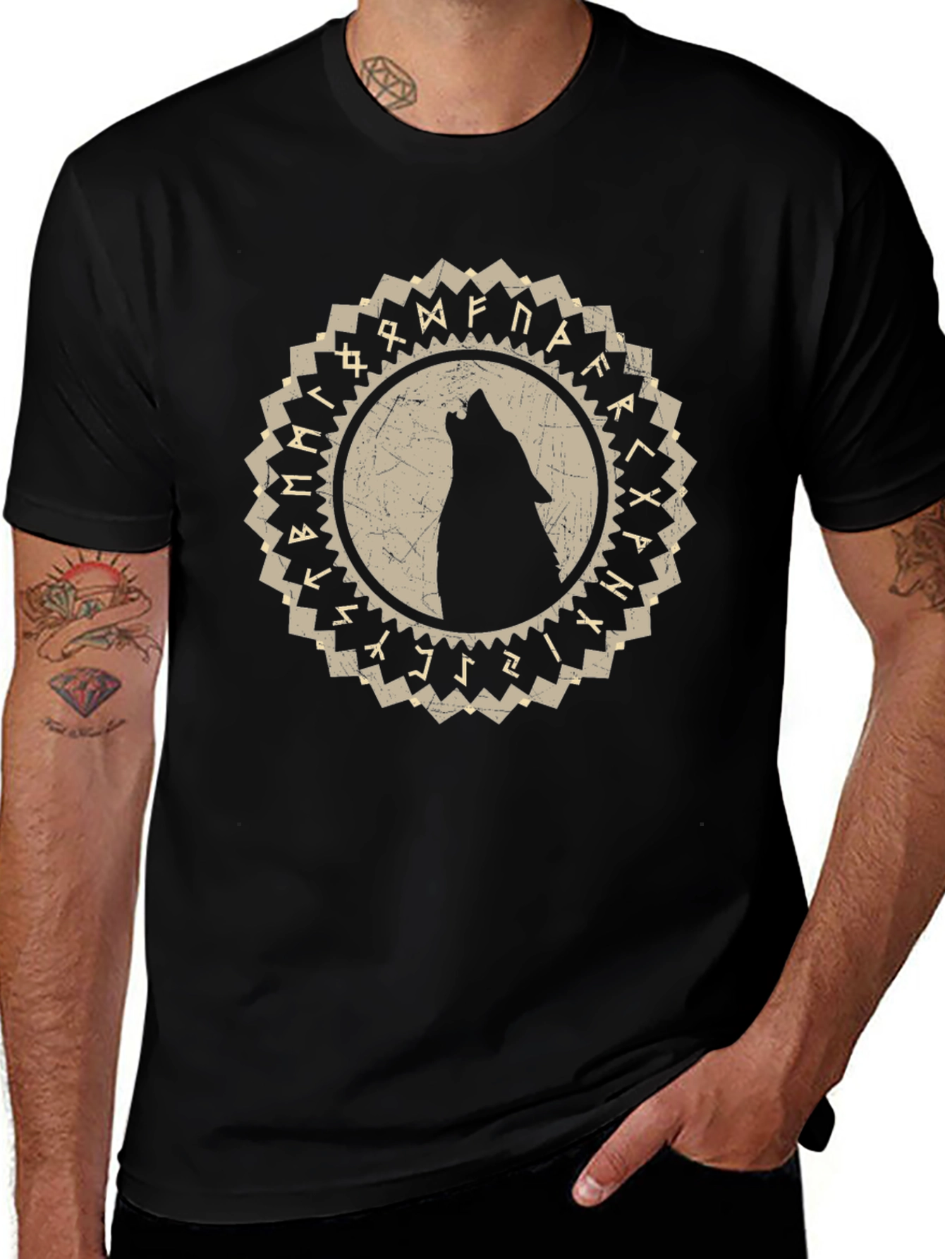 Wolf Rune Circle Graphic Tee