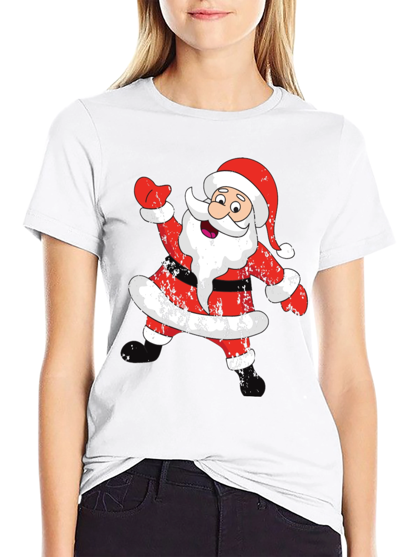 Festive Santa Graphic Tee - Holiday Cheer