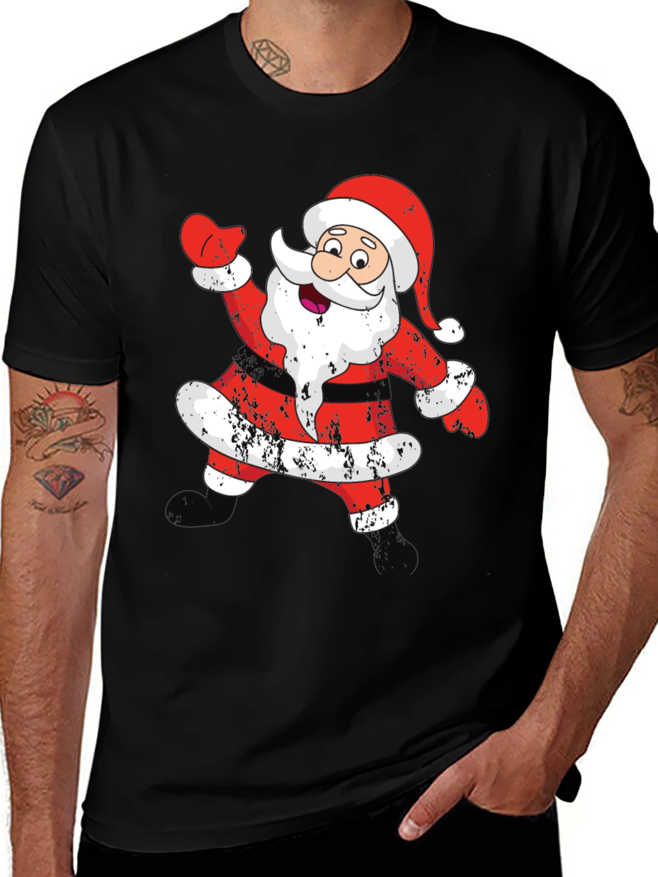 Festive Santa Graphic Tee - Holiday Cheer