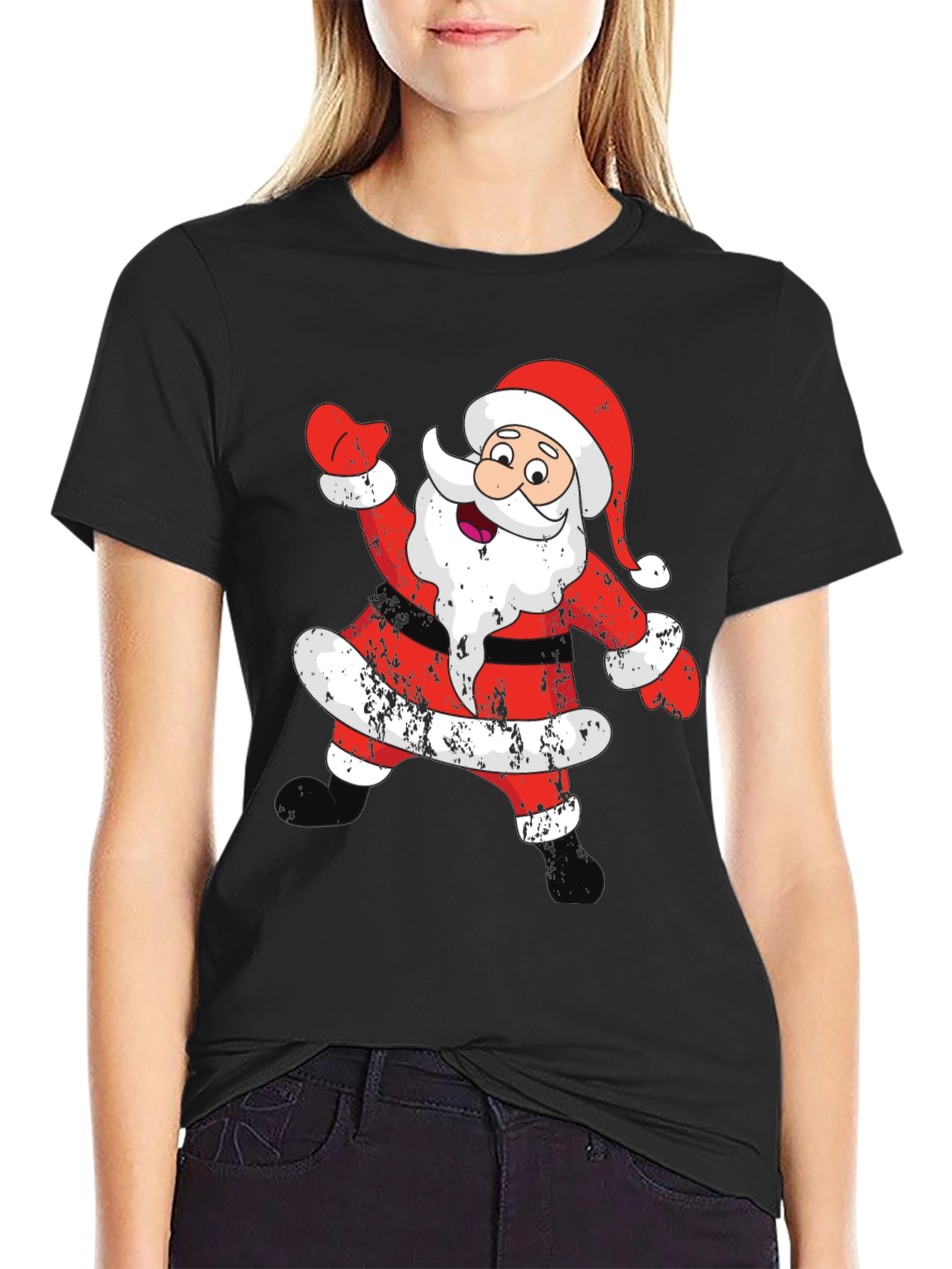 Festive Santa Graphic Tee - Holiday Cheer