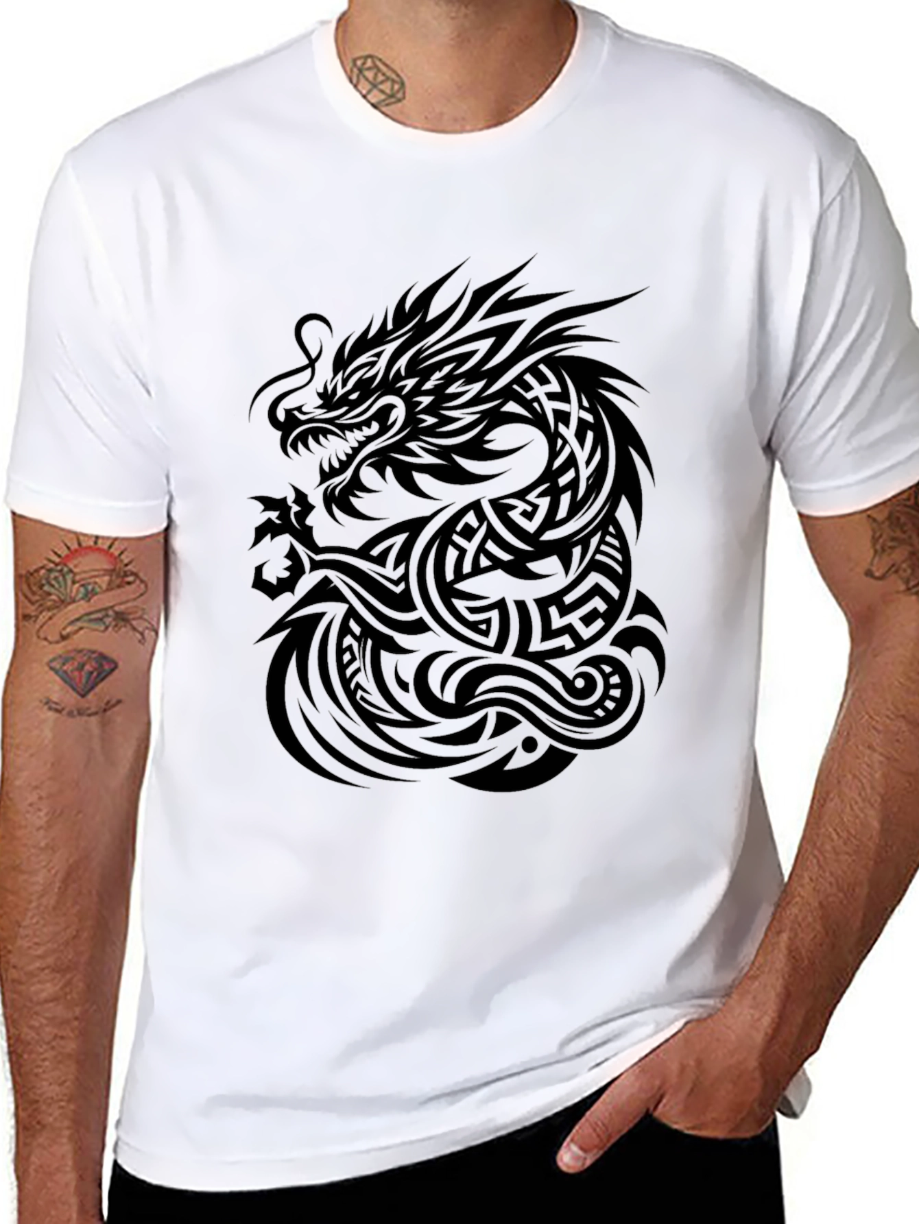 Tribal Dragon Black T-Shirt
