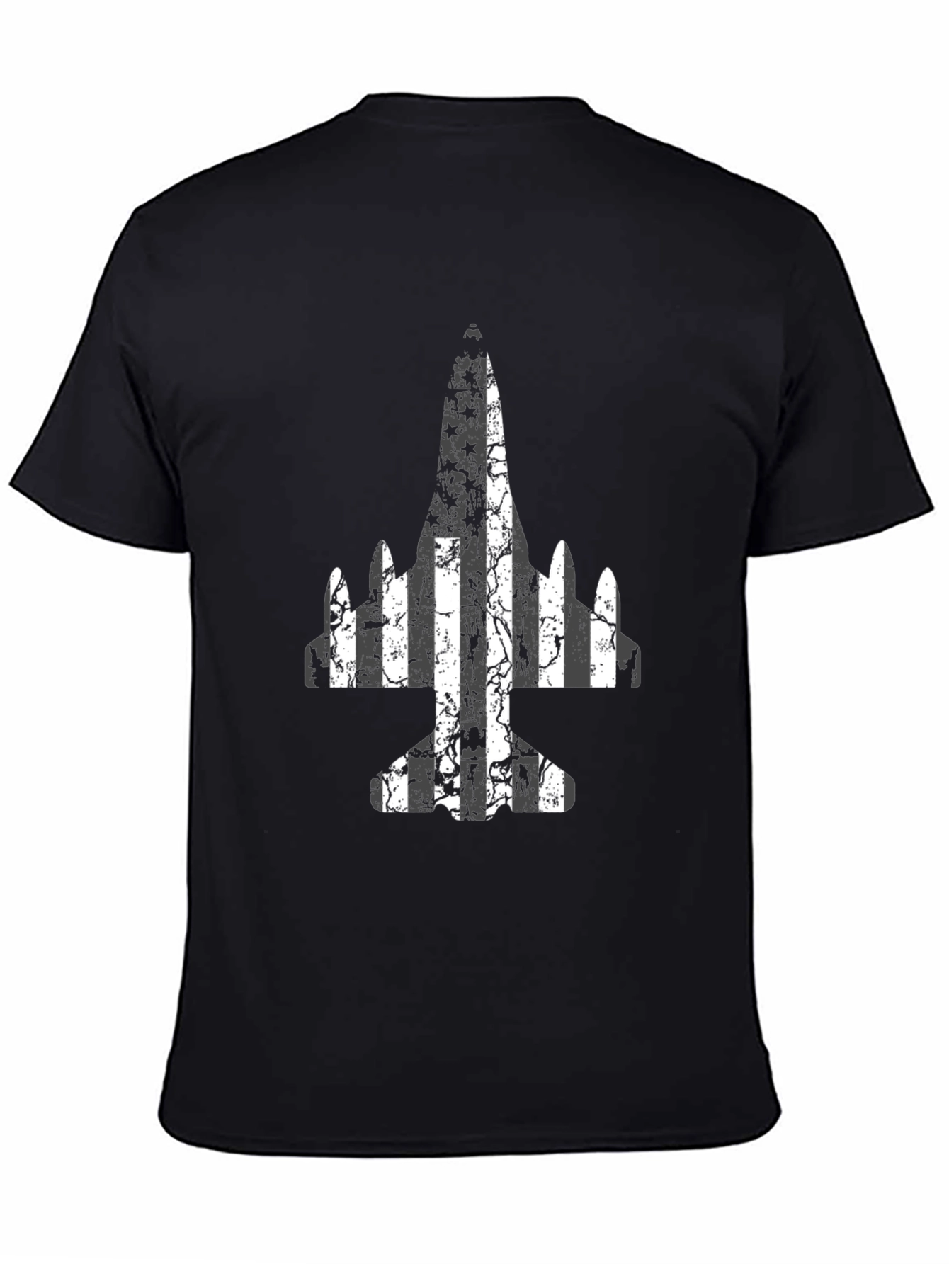 Grunge Airplane Graphic Tee - Black