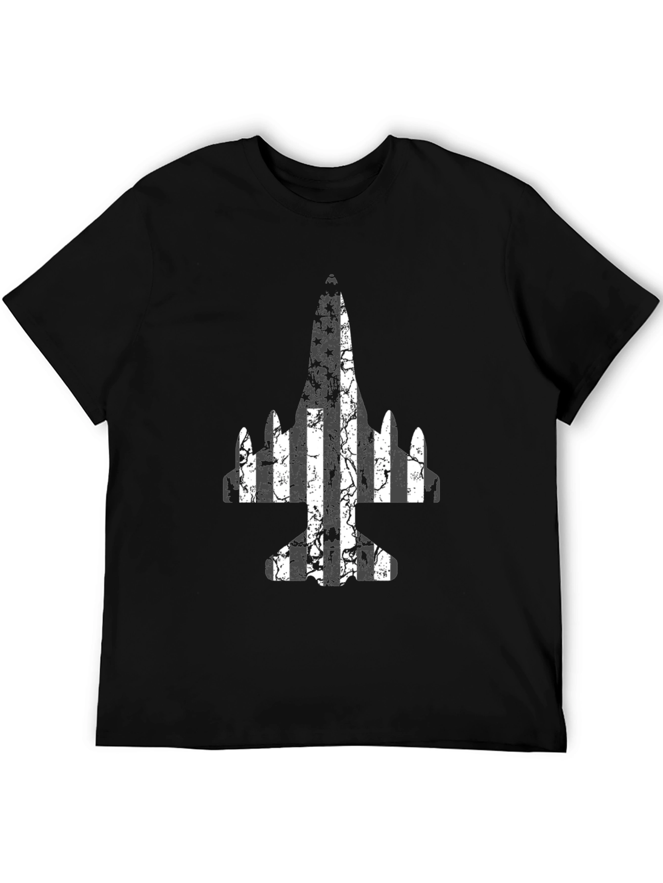 Grunge Airplane Graphic Tee - Black