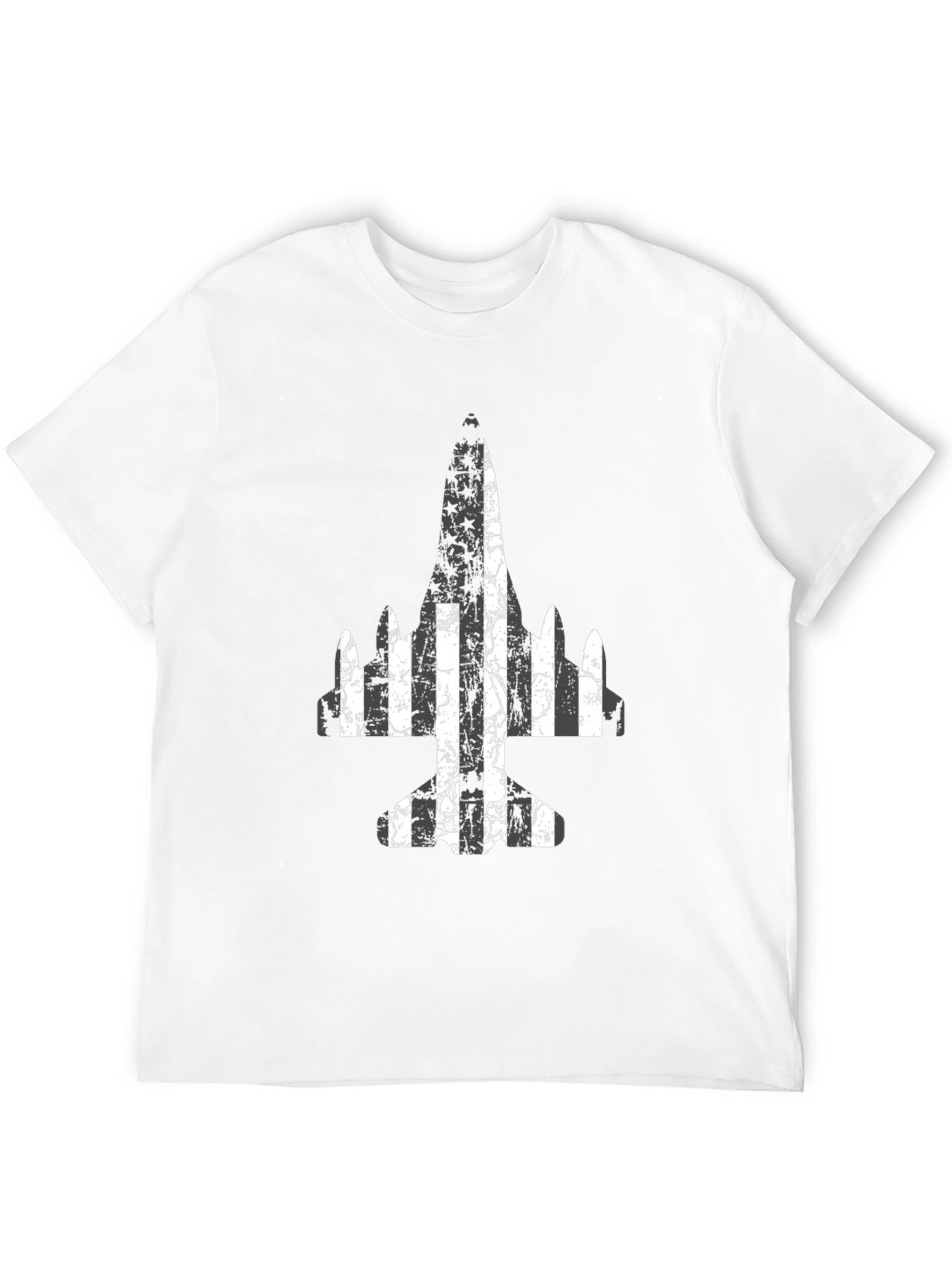 Grunge Airplane Graphic Tee - Black