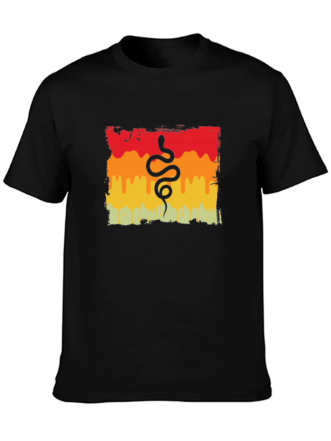 Retro Snake Graphic Tee - Black Cotton T-Shirt