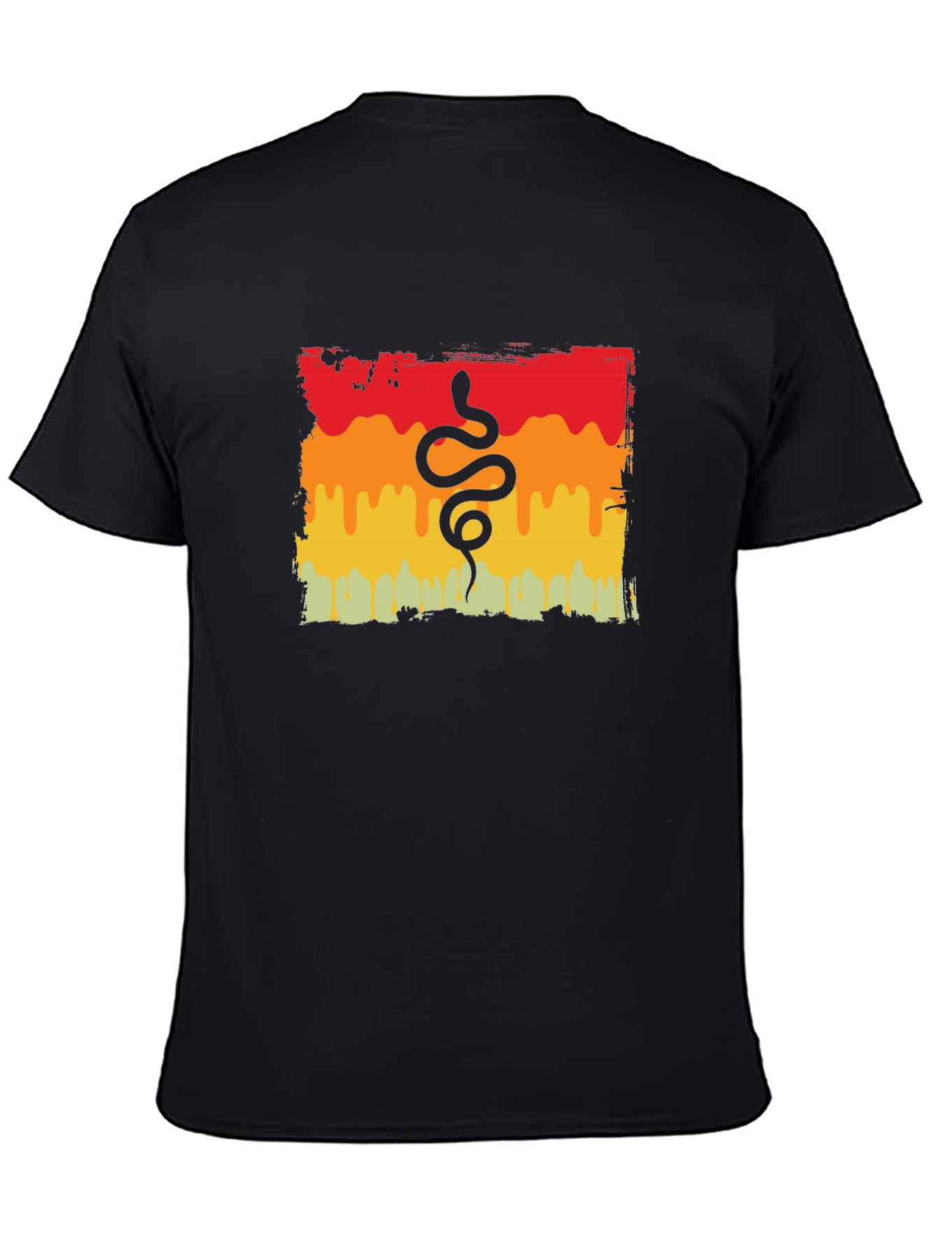 Retro Snake Graphic Tee - Black Cotton T-Shirt
