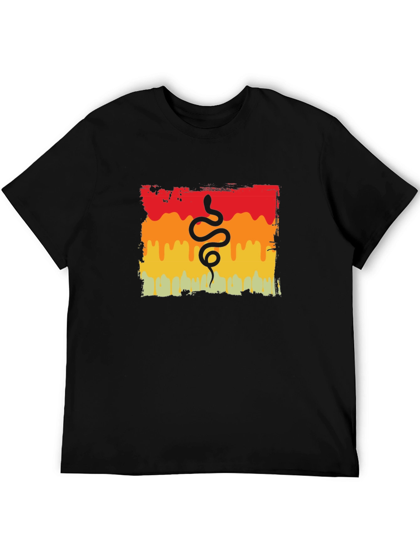 Retro Snake Graphic Tee - Black Cotton T-Shirt