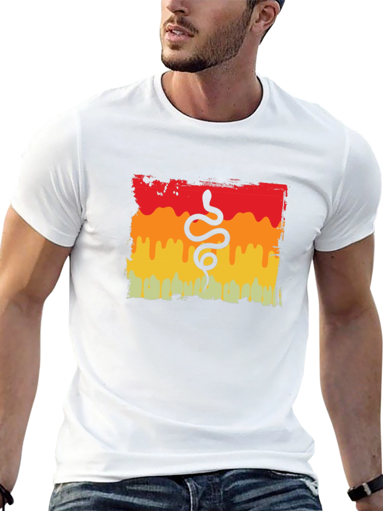 Retro Snake Graphic Tee - Black Cotton T-Shirt