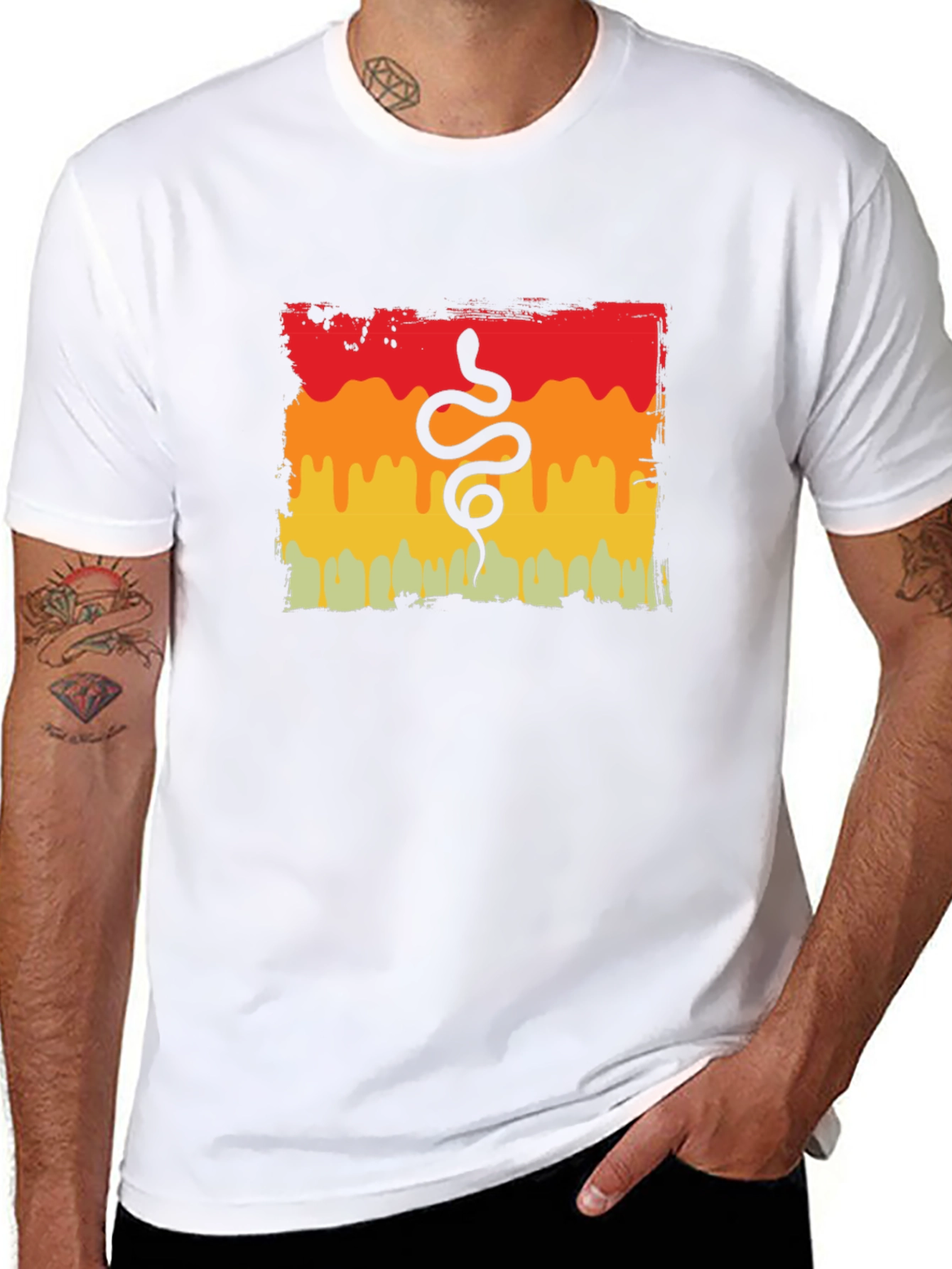 Retro Snake Graphic Tee - Black Cotton T-Shirt
