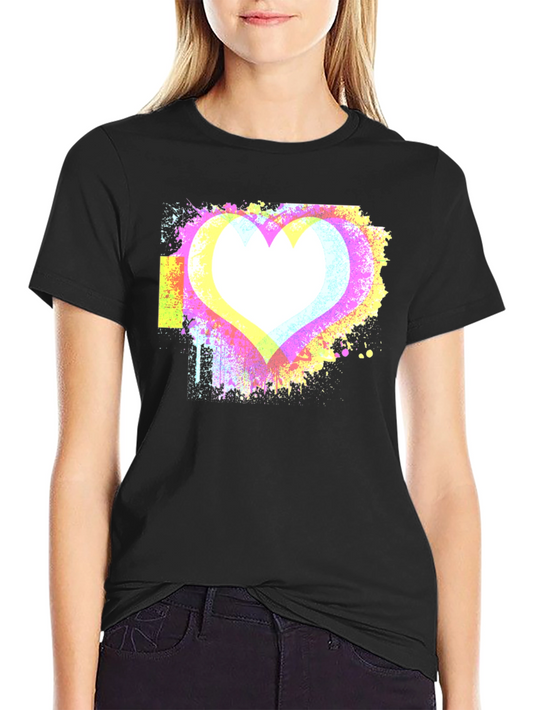 Abstract Heart Graphic Black Tee