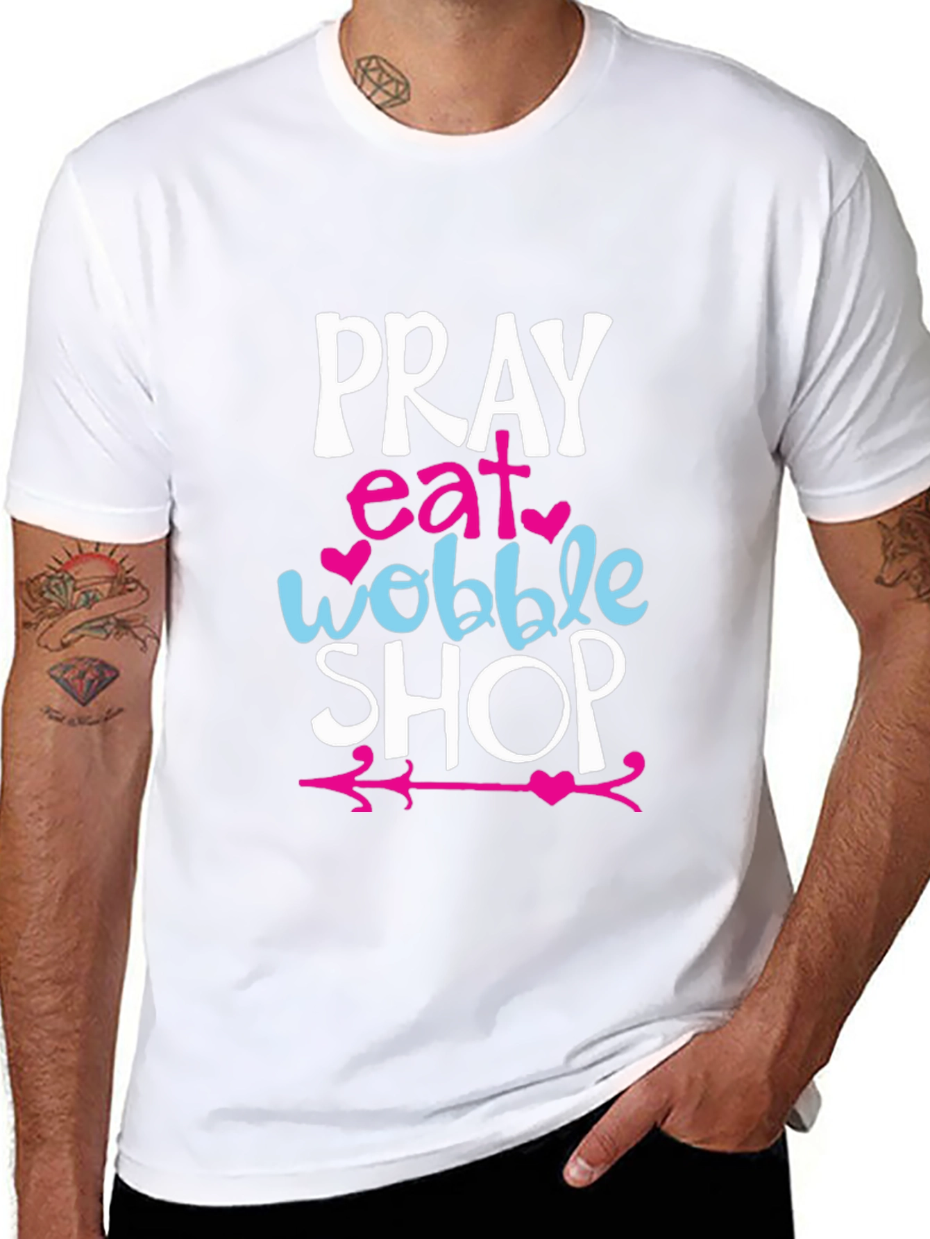 Pray Eat Wobble Shop Graphic T-Shirt