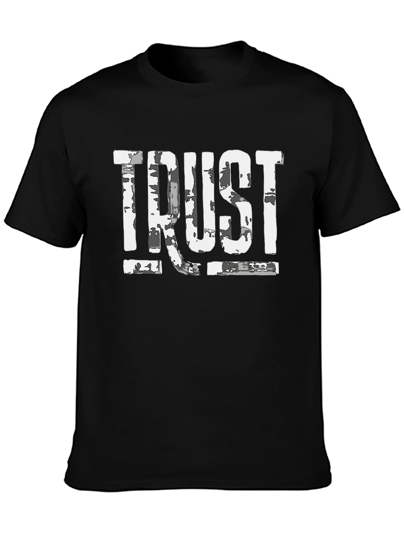 Distressed TRUST Graphic Black T-Shirt