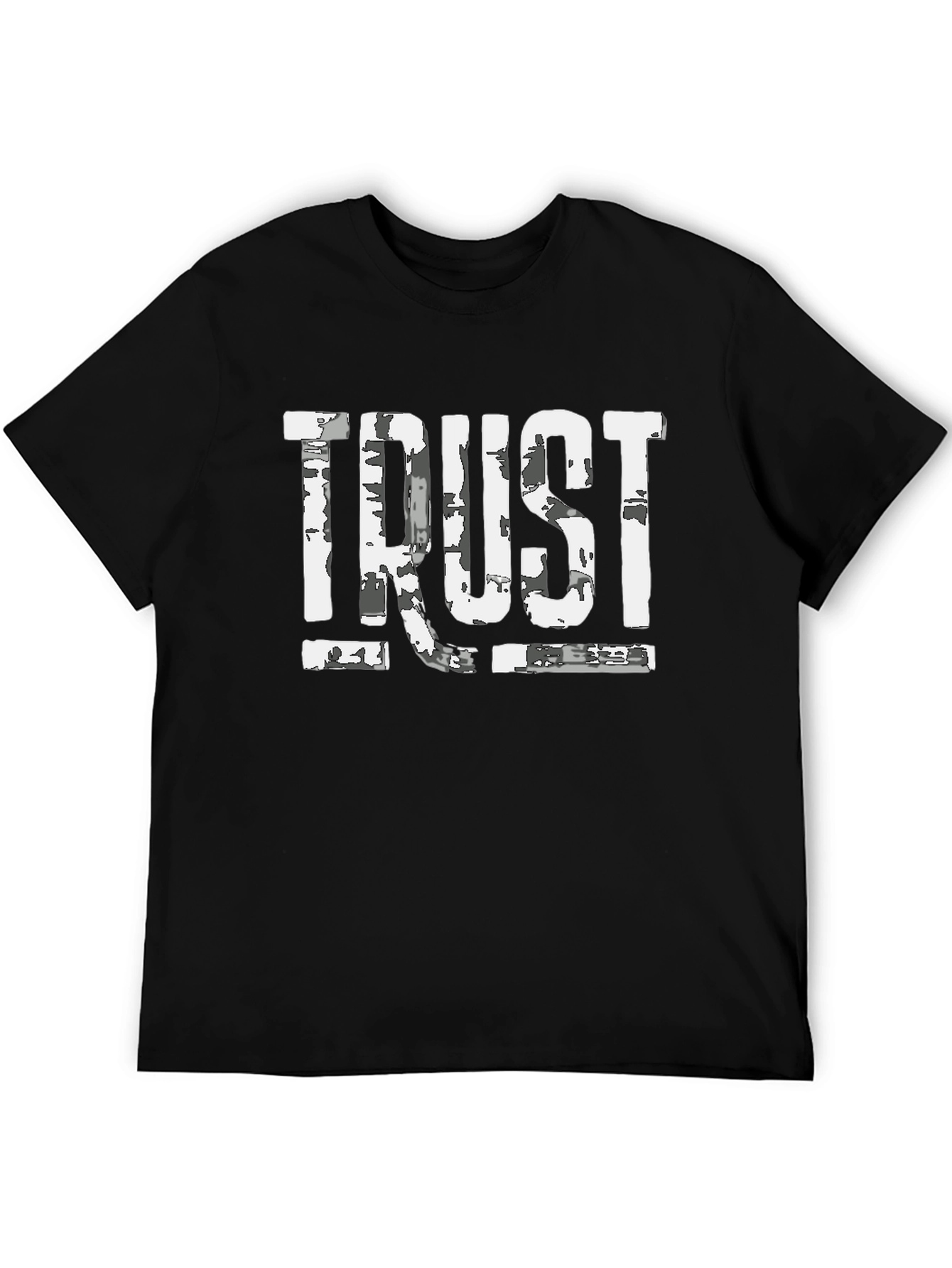 Distressed TRUST Graphic Black T-Shirt