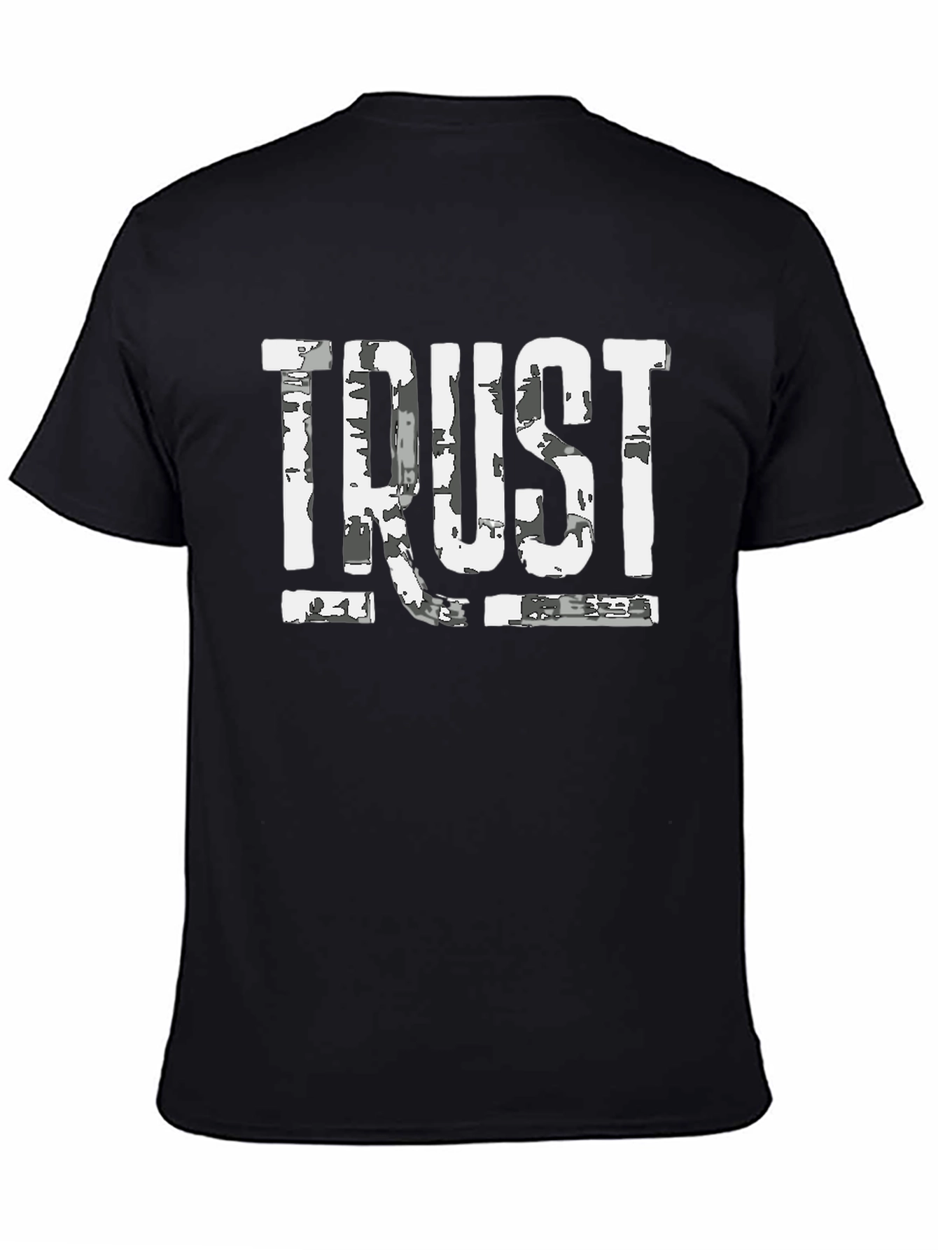 Distressed TRUST Graphic Black T-Shirt