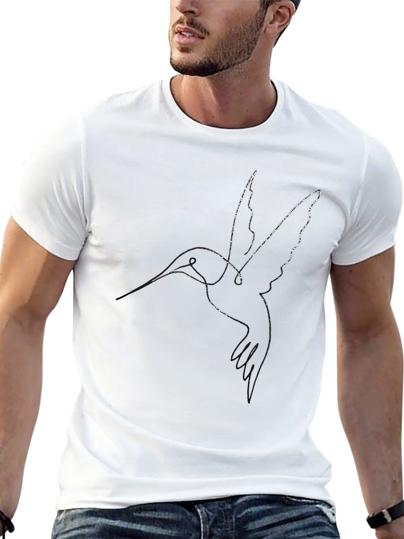 Minimalist Hummingbird Black T-Shirt