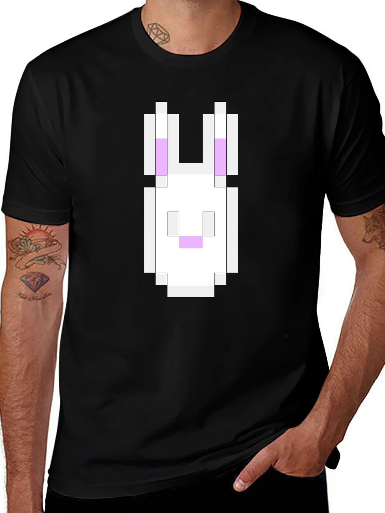 Pixel Bunny Black T-Shirt - Gaming Inspired
