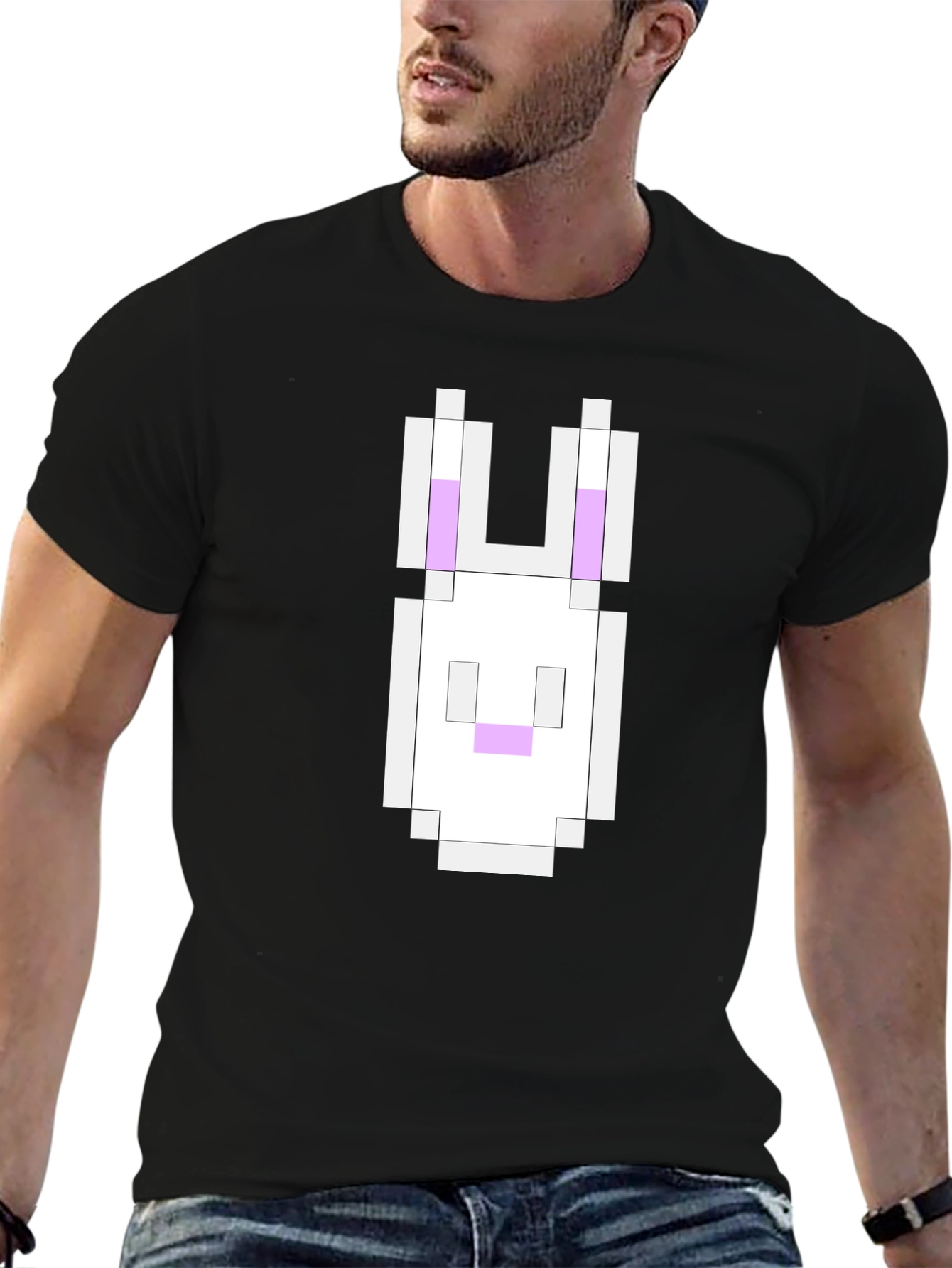 Pixel Bunny Black T-Shirt - Gaming Inspired
