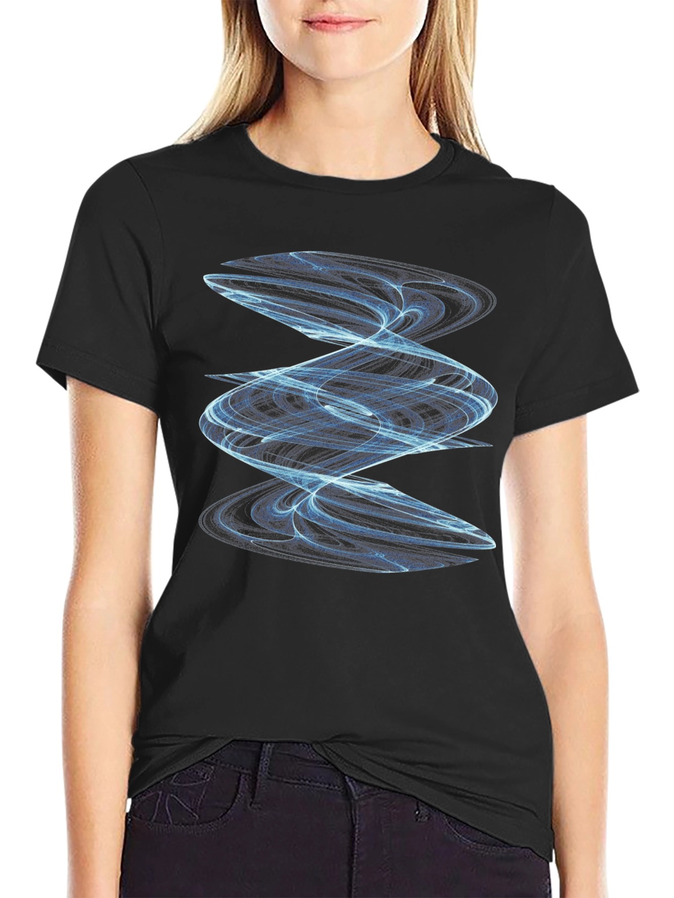 Abstract Spiral Graphic Tee - Modern Black T-Shirt